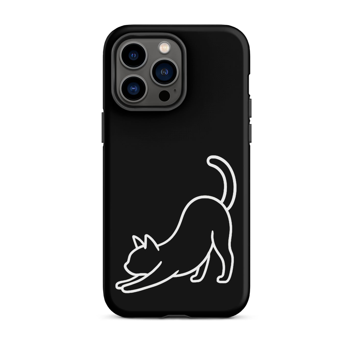 Phone Case featuring a minimalist stretching cat design for dual-layer protection and style.