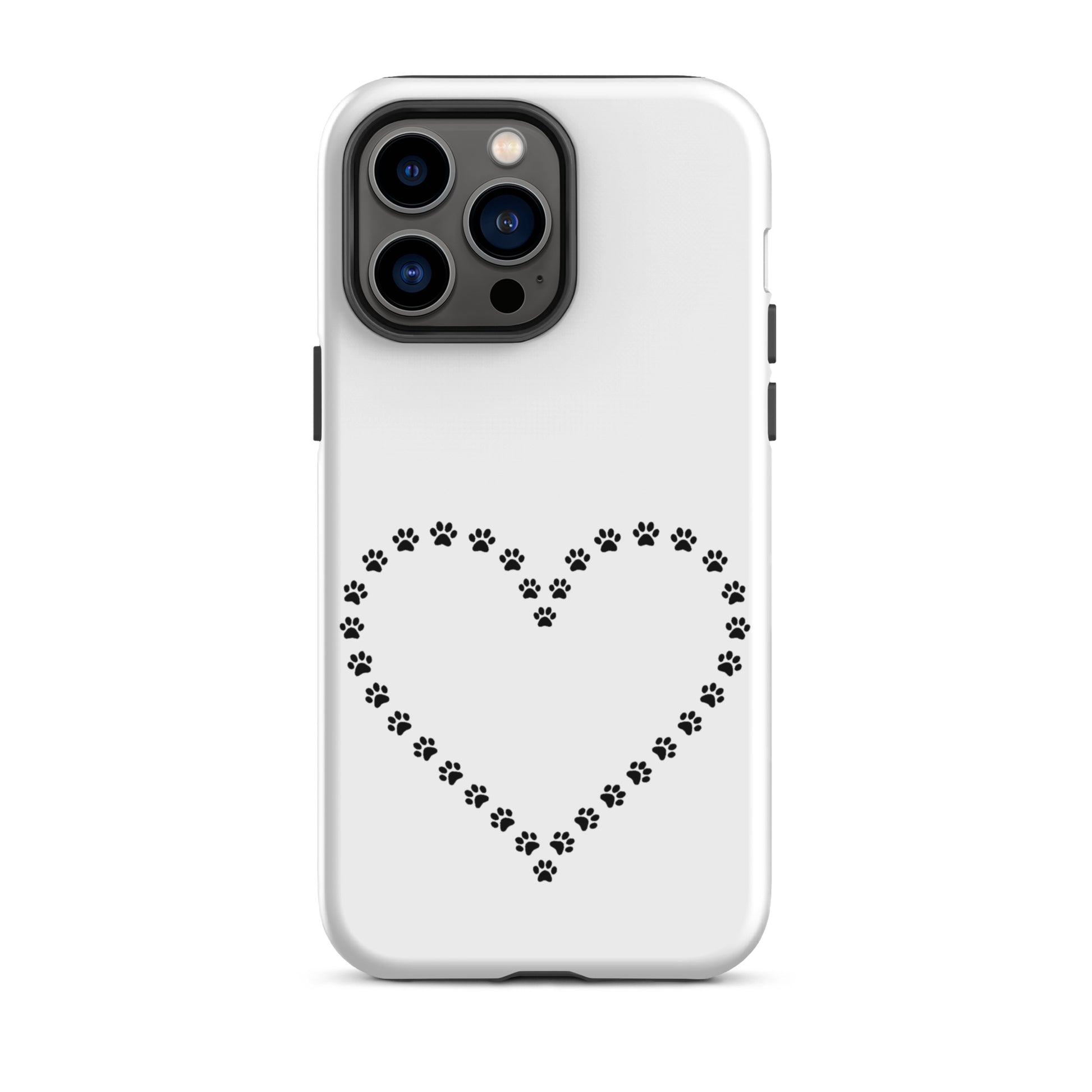 Phone Case featuring a cute heart design made of paw prints, perfect for pet lovers.