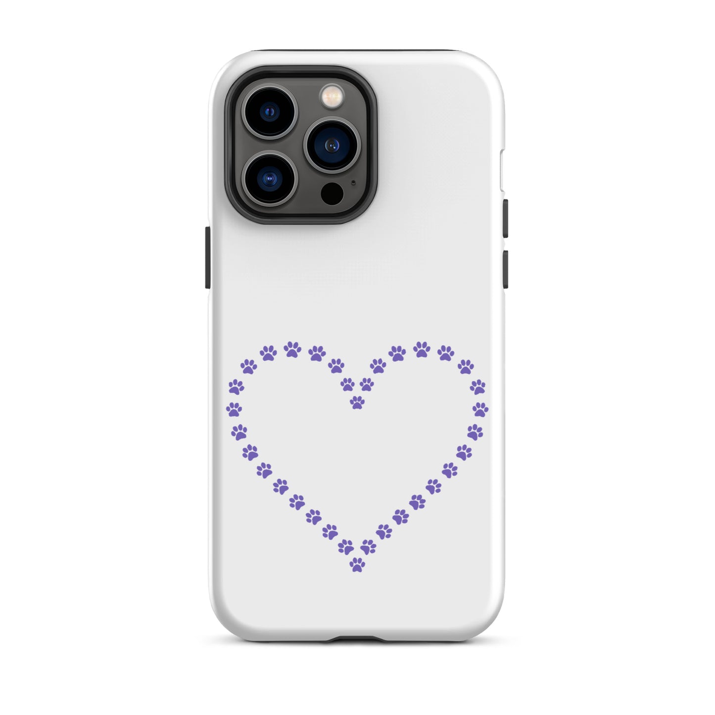 Phone Case for iPhone with cute paw print heart design for pet lovers, featuring durable protective material.