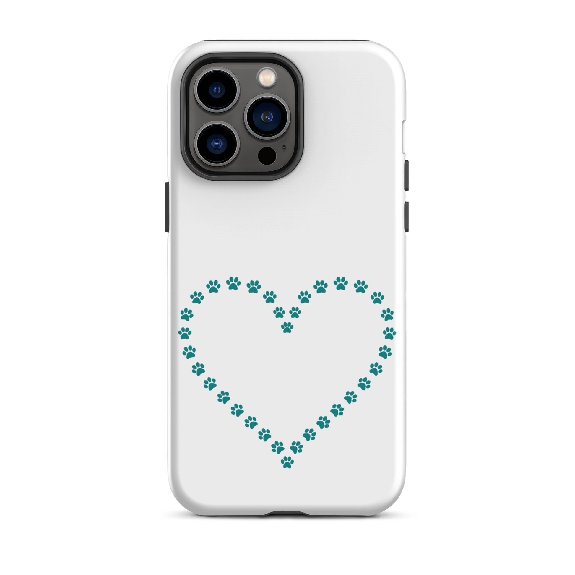 Phone Case for iPhone with cute paw print heart design for pet lovers.