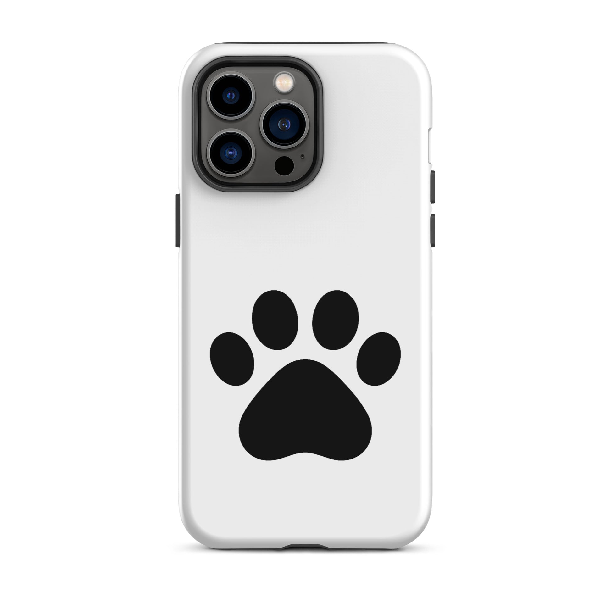 Phone Case for iPhone featuring a minimalist black paw print design, ideal for pet lovers.