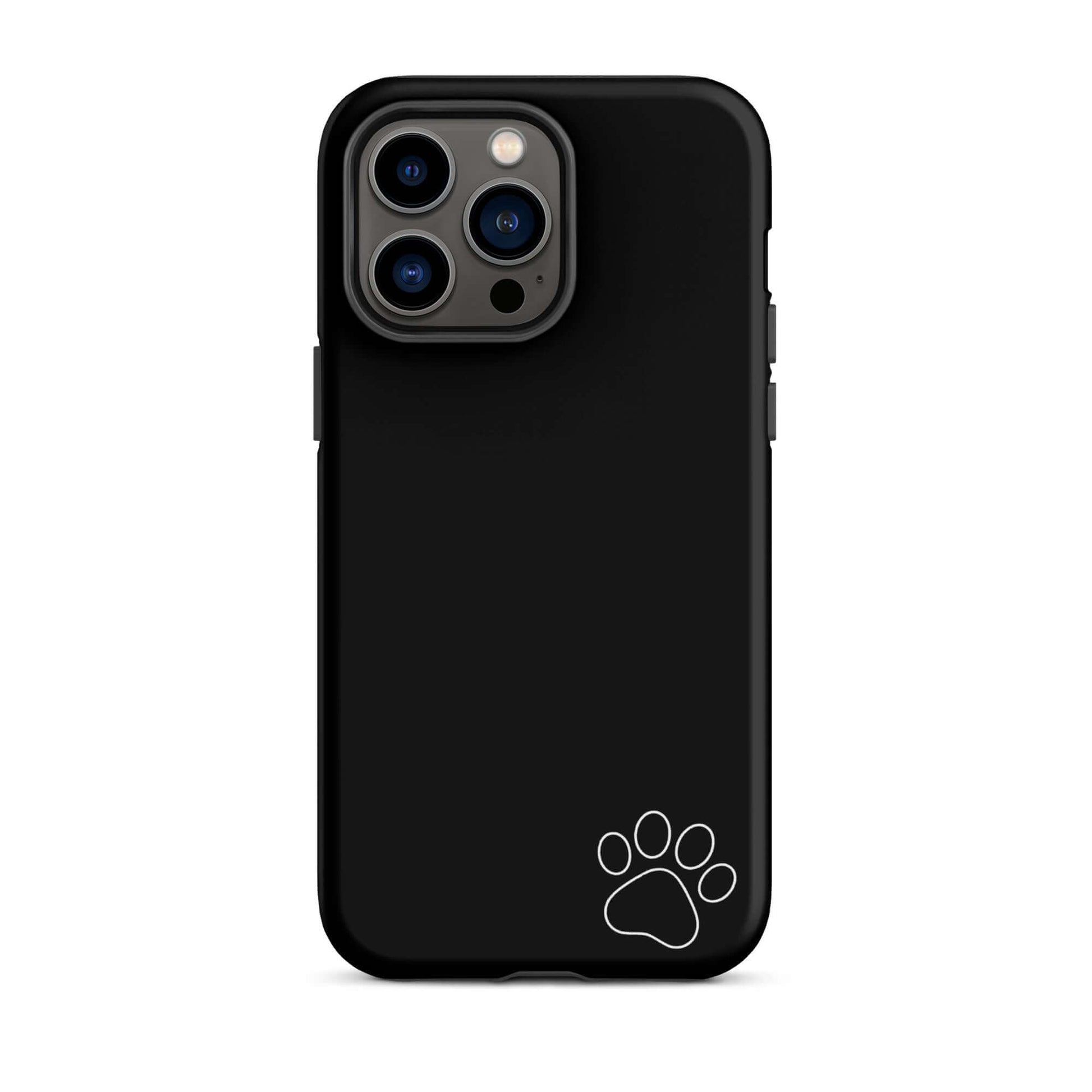 Black Phone Case for iPhone with white paw print design, minimalist and sleek, perfect for pet lovers seeking style.