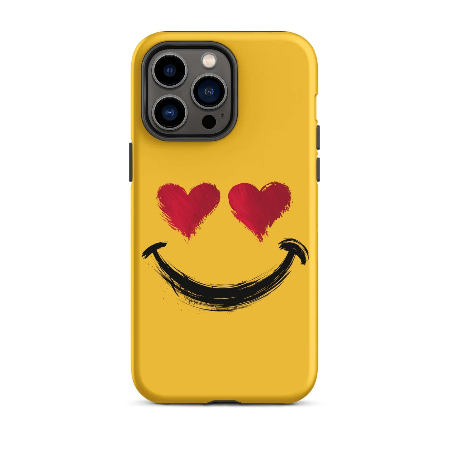 Phone Case for iPhone with heart-eyes smiley art in bold style, vibrant colors and premium luxury feel.
