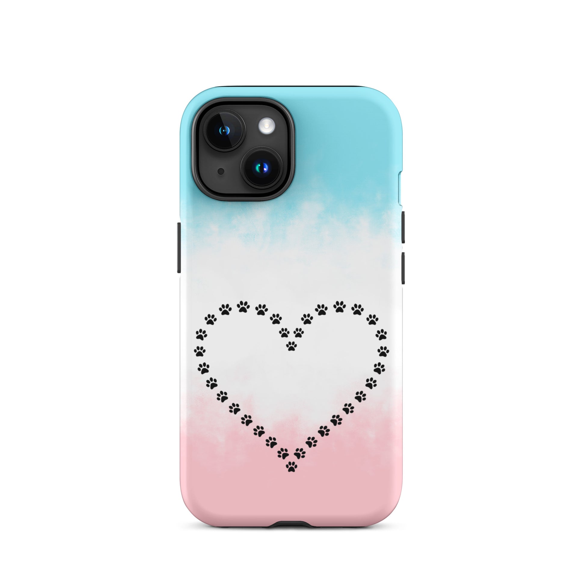 Phone Case for iPhone featuring a heart design made of paw prints, perfect for pet lovers.