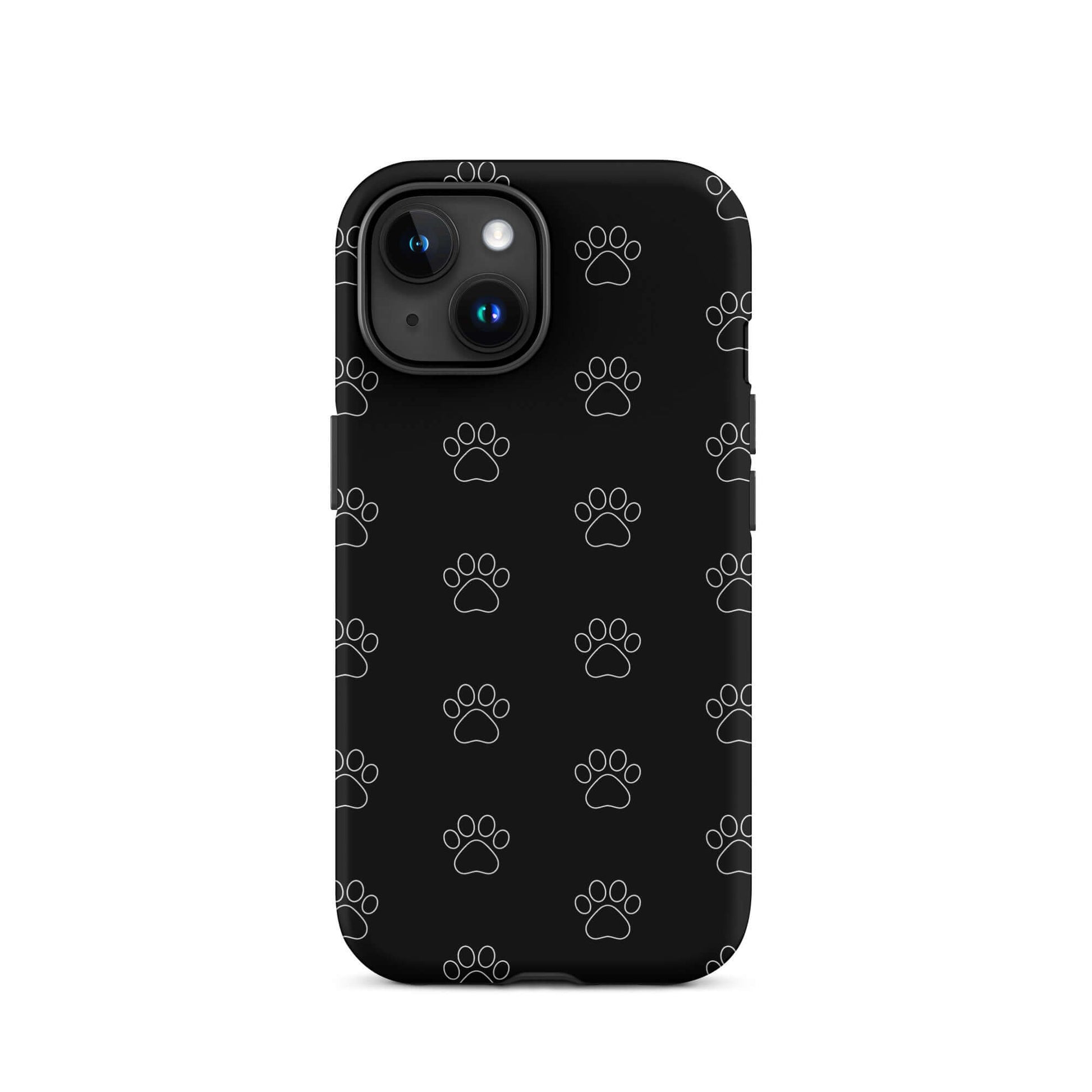 Phone Case for iPhone featuring a black paw print pattern, ideal for pet lovers with a stylish minimalist design.