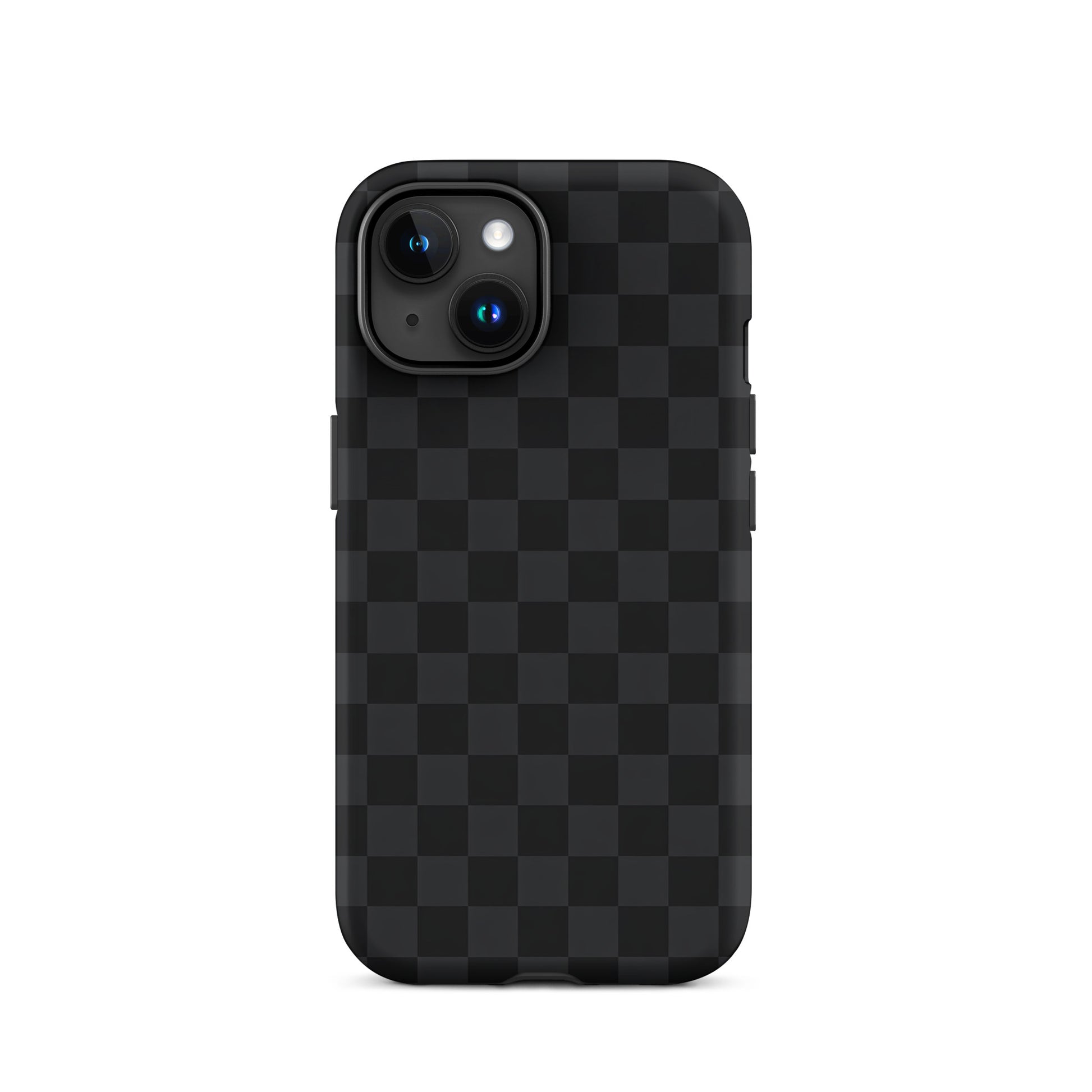 Phone Case for iPhone with black charcoal checkered design, perfect for modern minimalists seeking sleek protection.