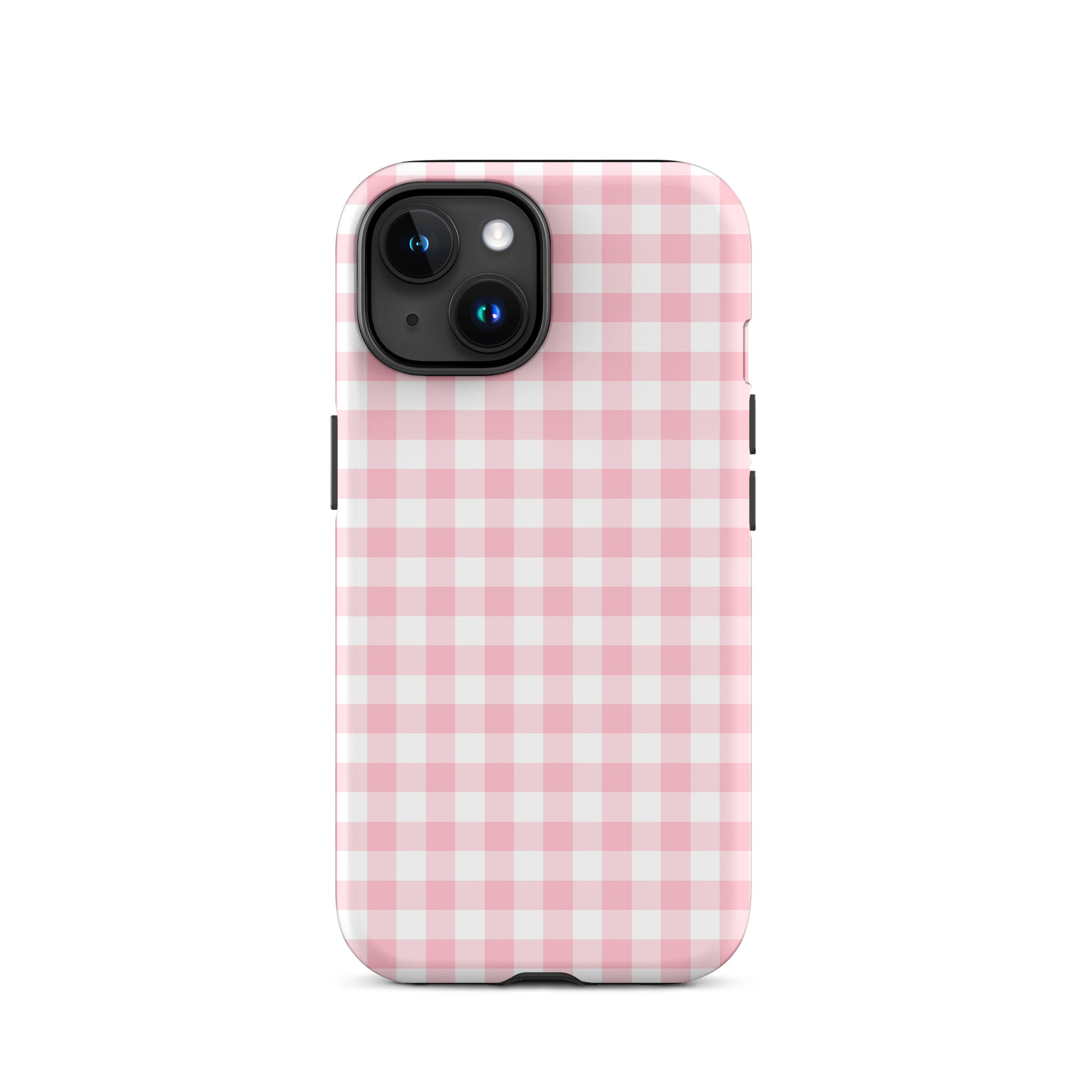 Phone Case for iPhone with pink gingham pattern, stylish and durable design