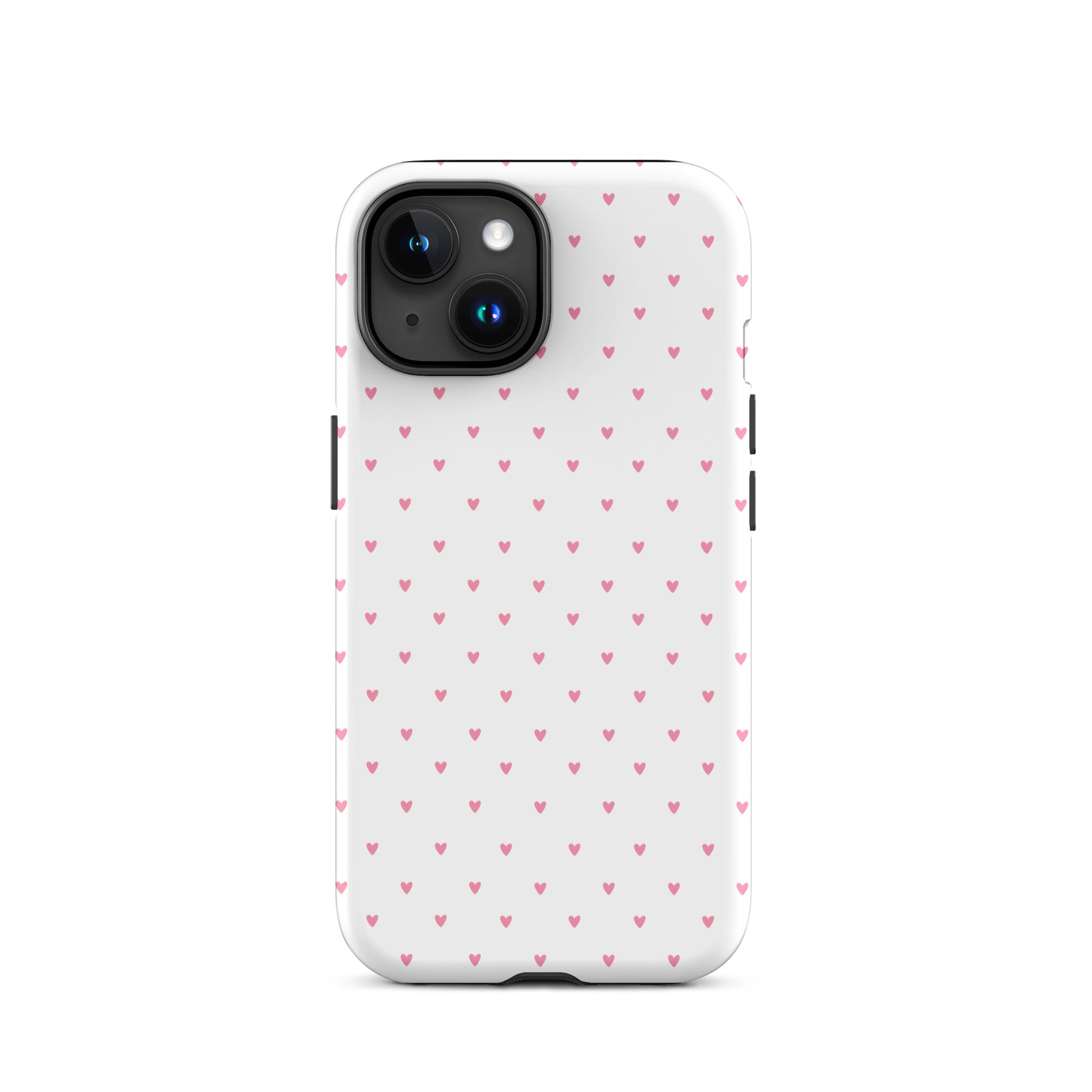 Phone Case for iPhone with playful heart-dot pattern on white background, combining minimalist style with charming personality.