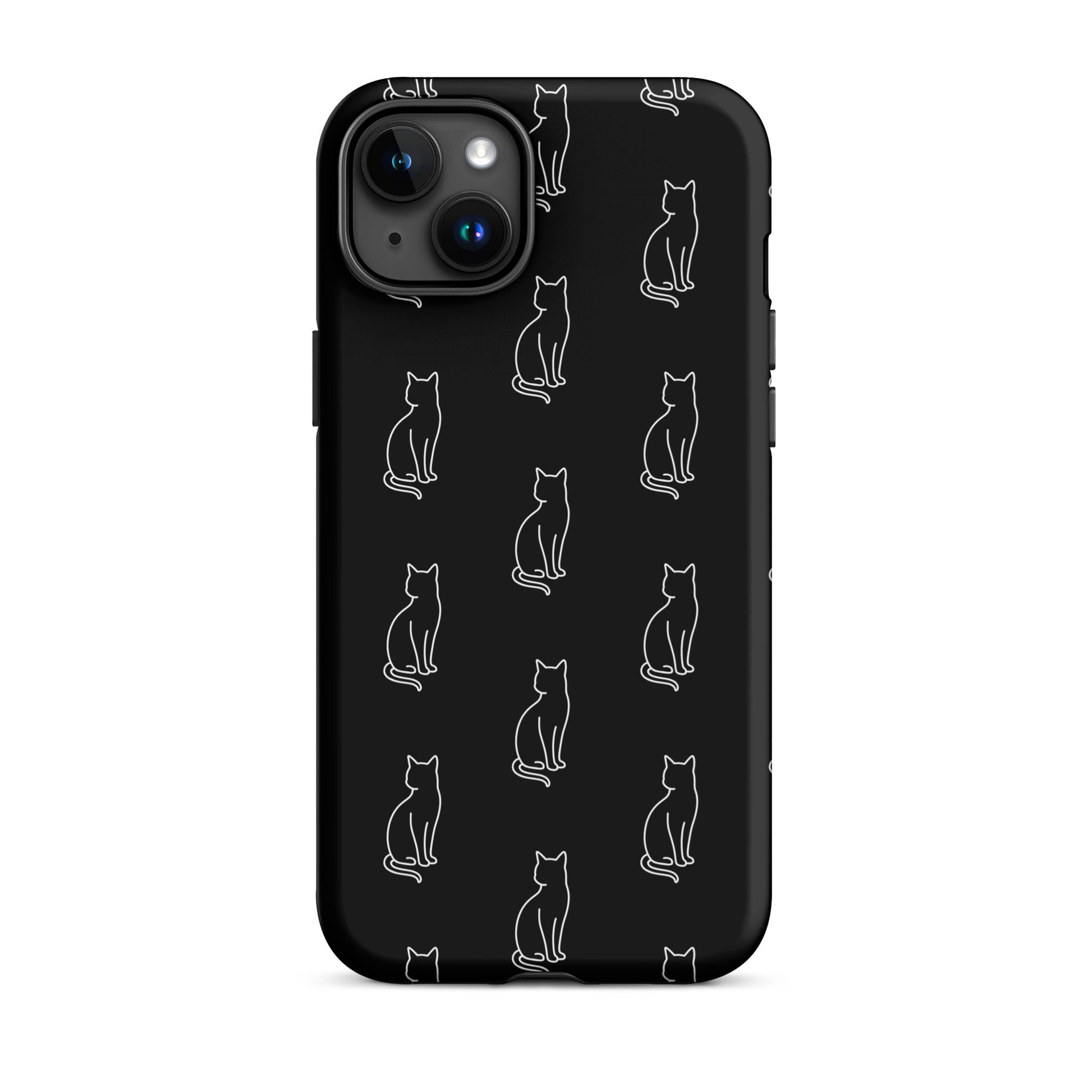Phone Case featuring a minimalist pattern of sitting cats, perfect for feline fans.