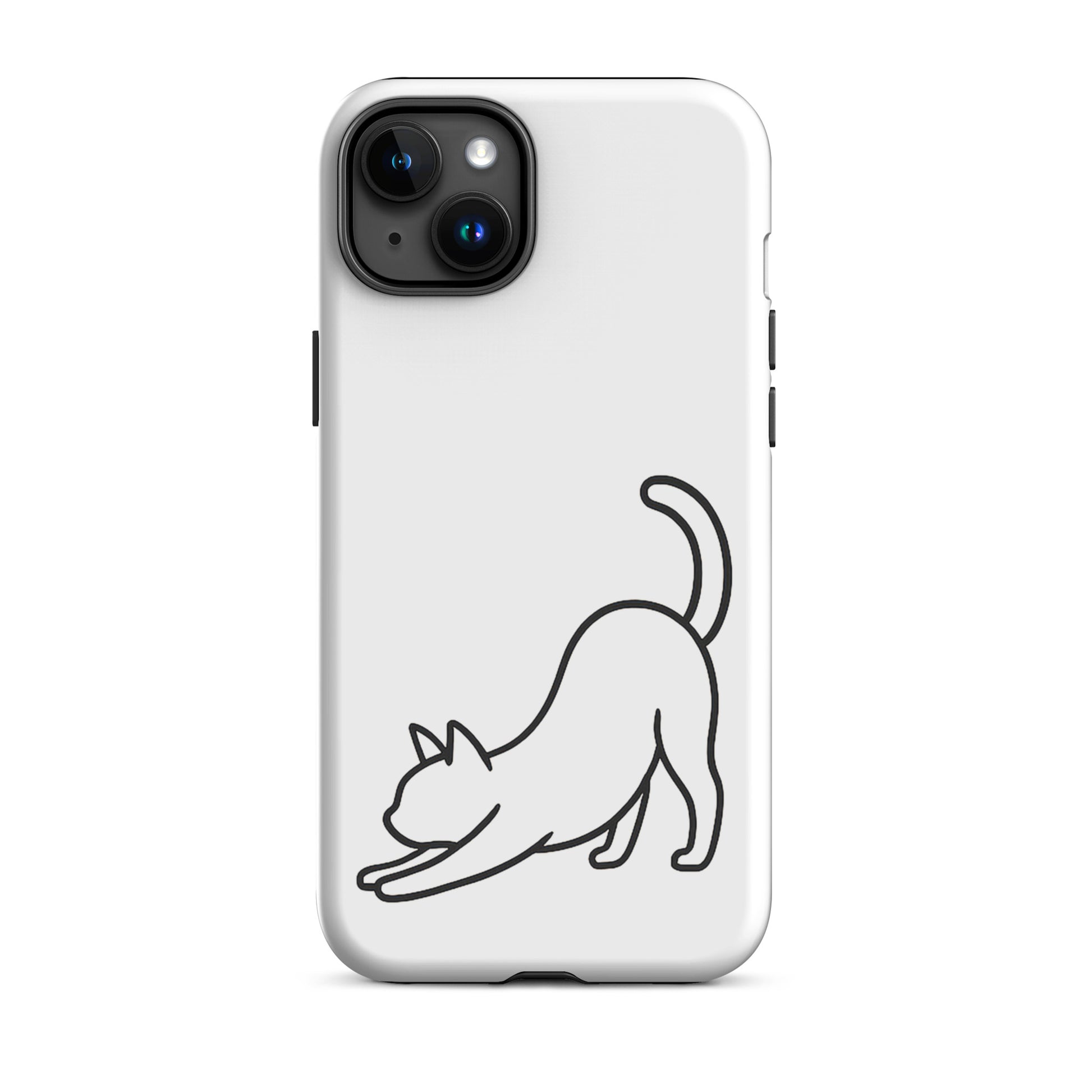 Phone Case featuring a minimalist stretching cat design for dual-layer protection and style.
