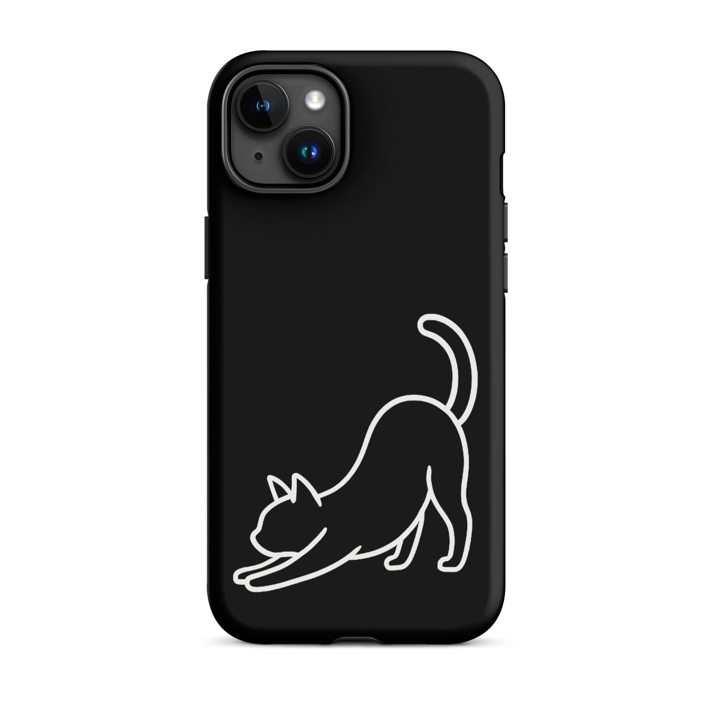 Phone Case featuring a minimalist stretching cat design on a sleek dual-layer protection cover.