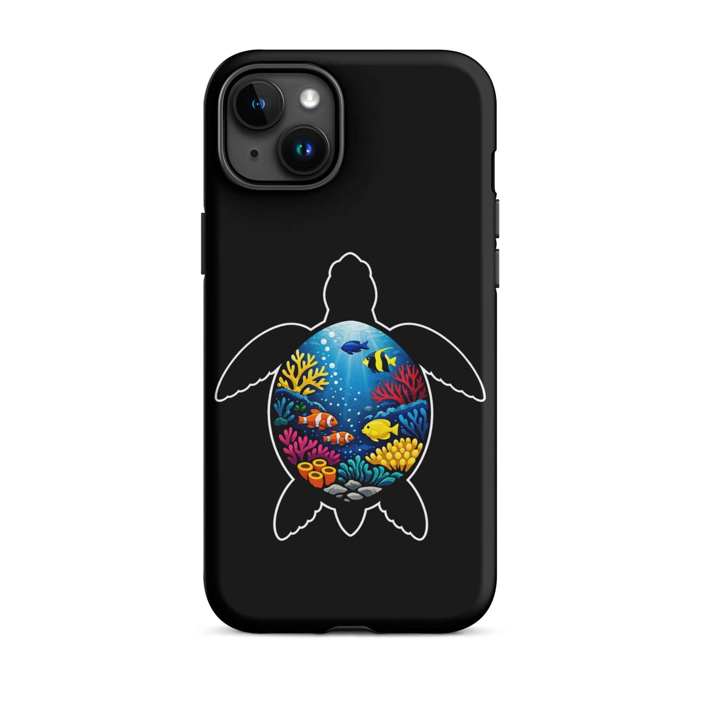 Phone Case for iPhone featuring vibrant sea turtle reef design with colorful coral and marine life.