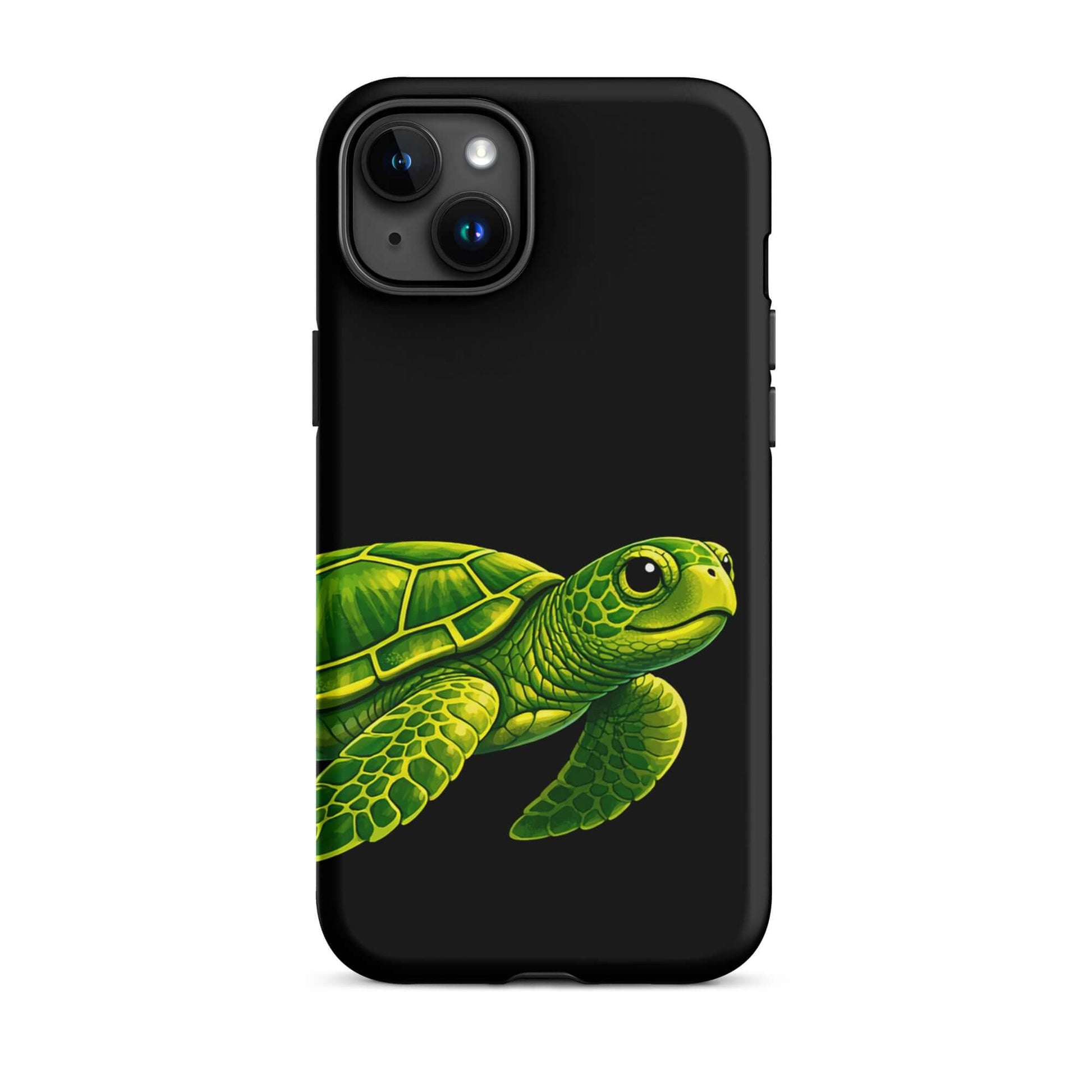 Phone Case featuring a vibrant sea turtle design on a black background for style and protection.