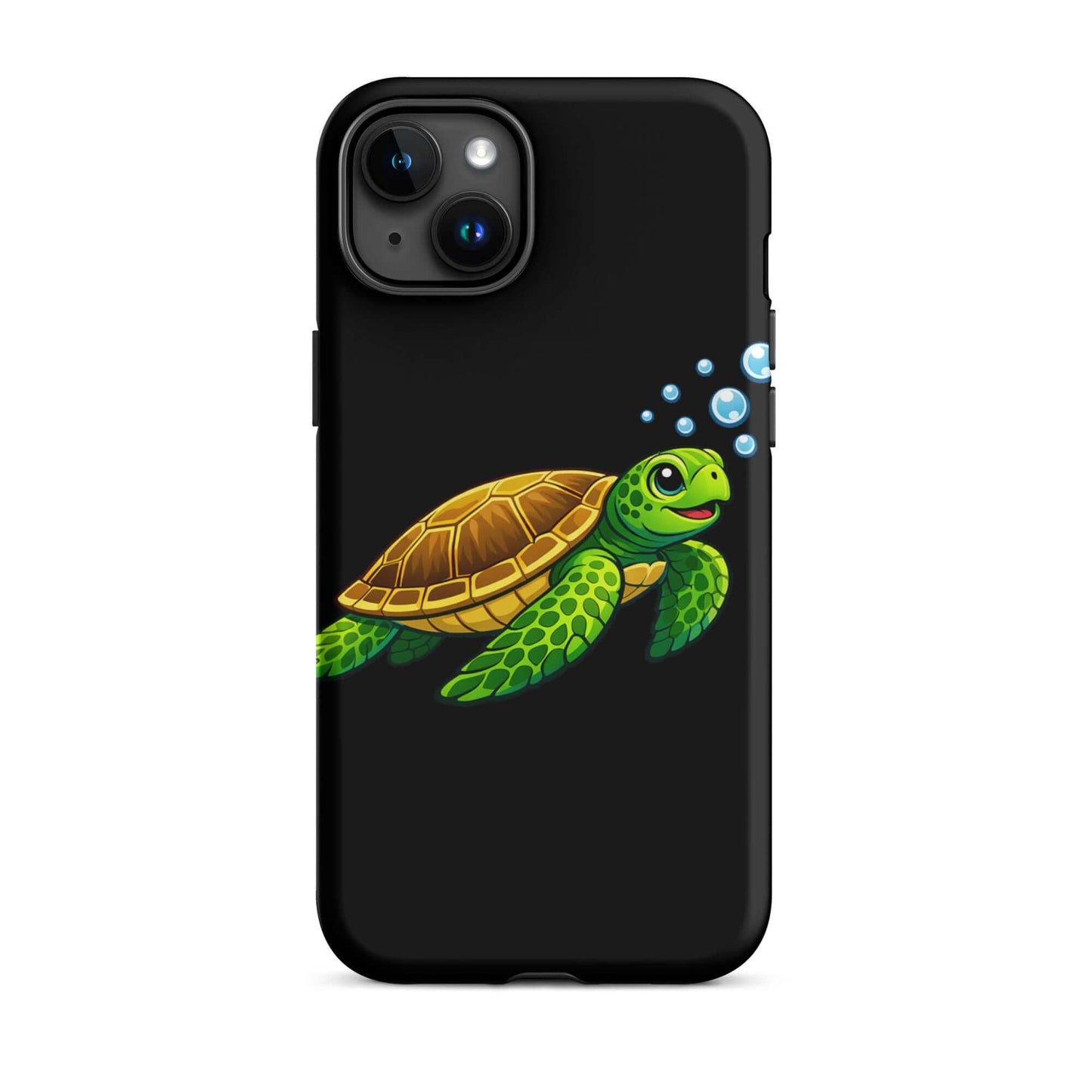 Phone Case featuring vibrant sea turtle artwork with playful bubbles.