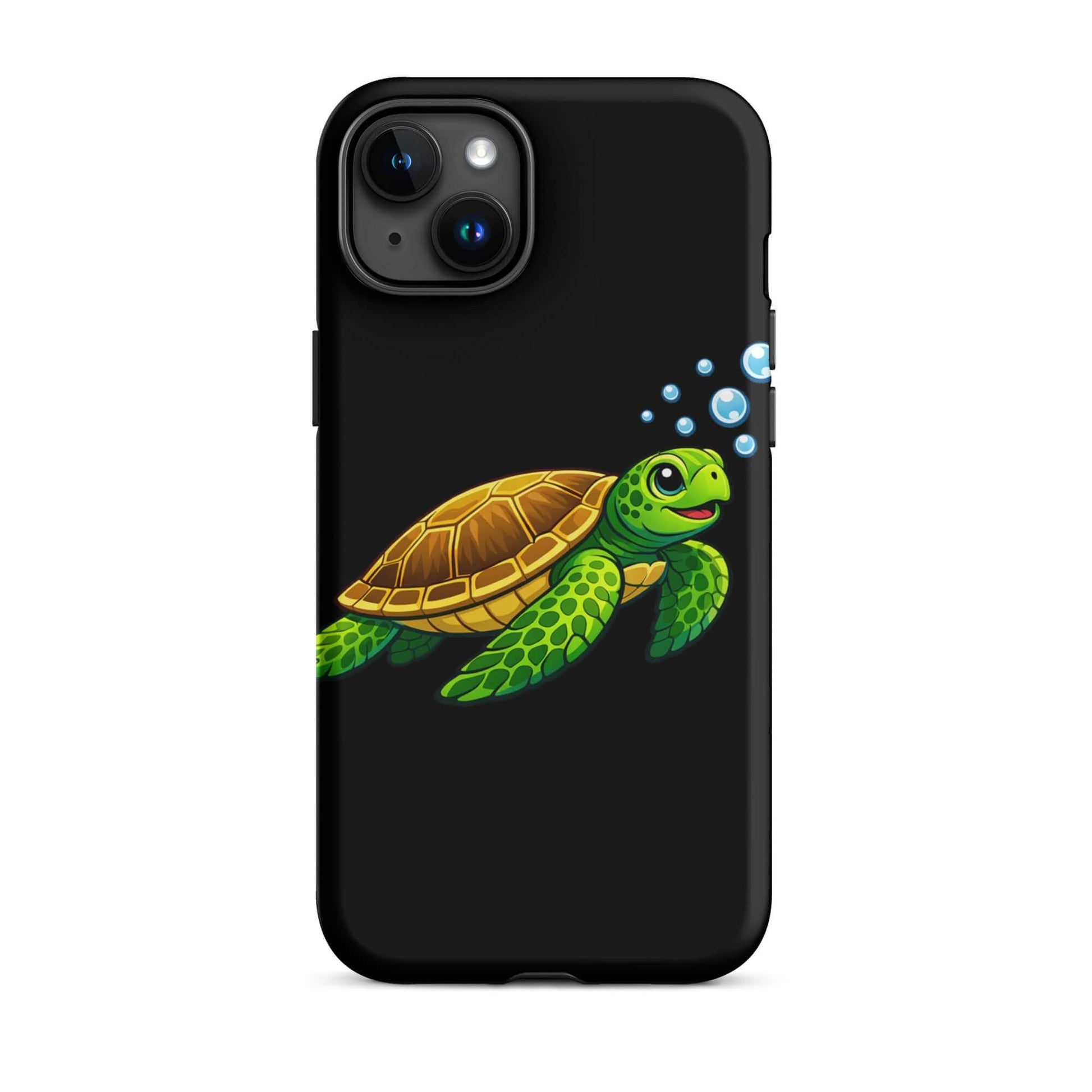 Phone Case featuring vibrant sea turtle artwork with playful bubbles.