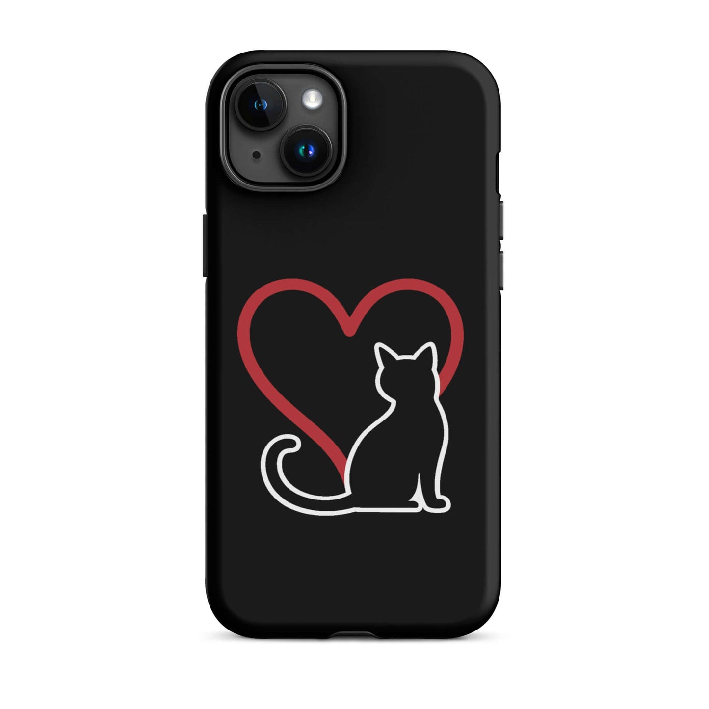 Phone Case for iPhone featuring a minimalist cat design and heart symbol, perfect for cat lovers.