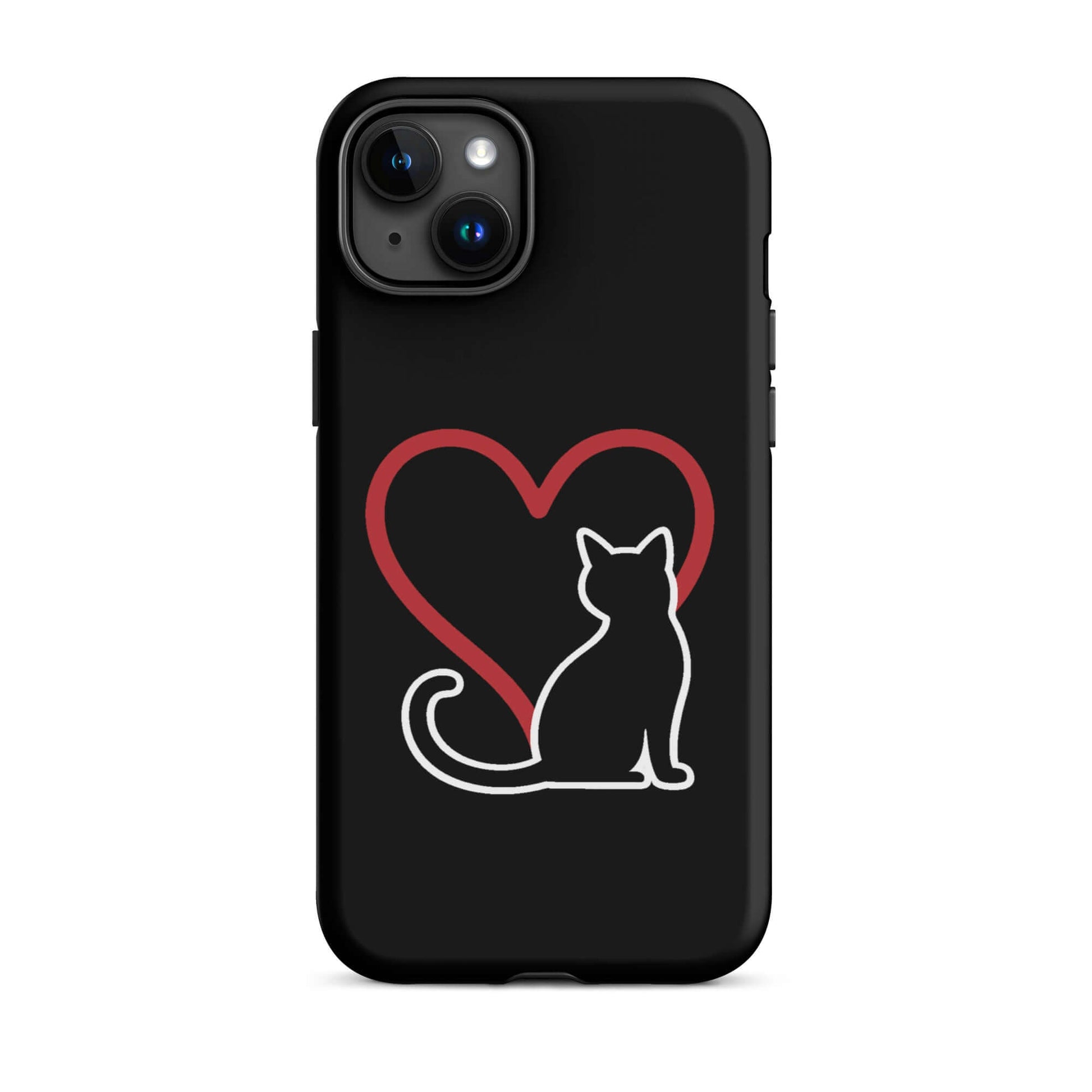 Phone Case for iPhone featuring a minimalist cat design and heart symbol, perfect for cat lovers.