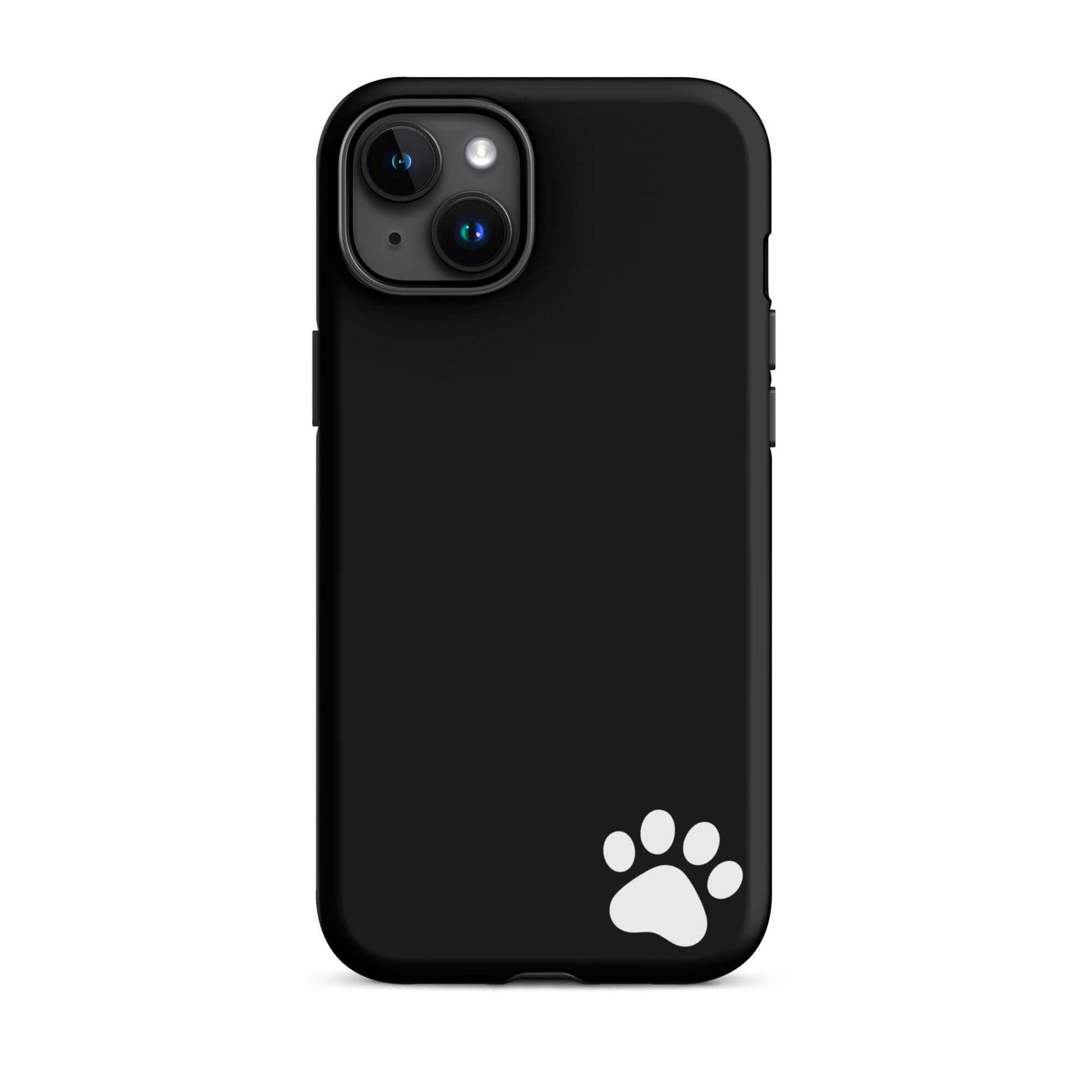 Phone Case featuring black design with white paw print for iPhone, minimalist and tough with playful charm and subtle statement.