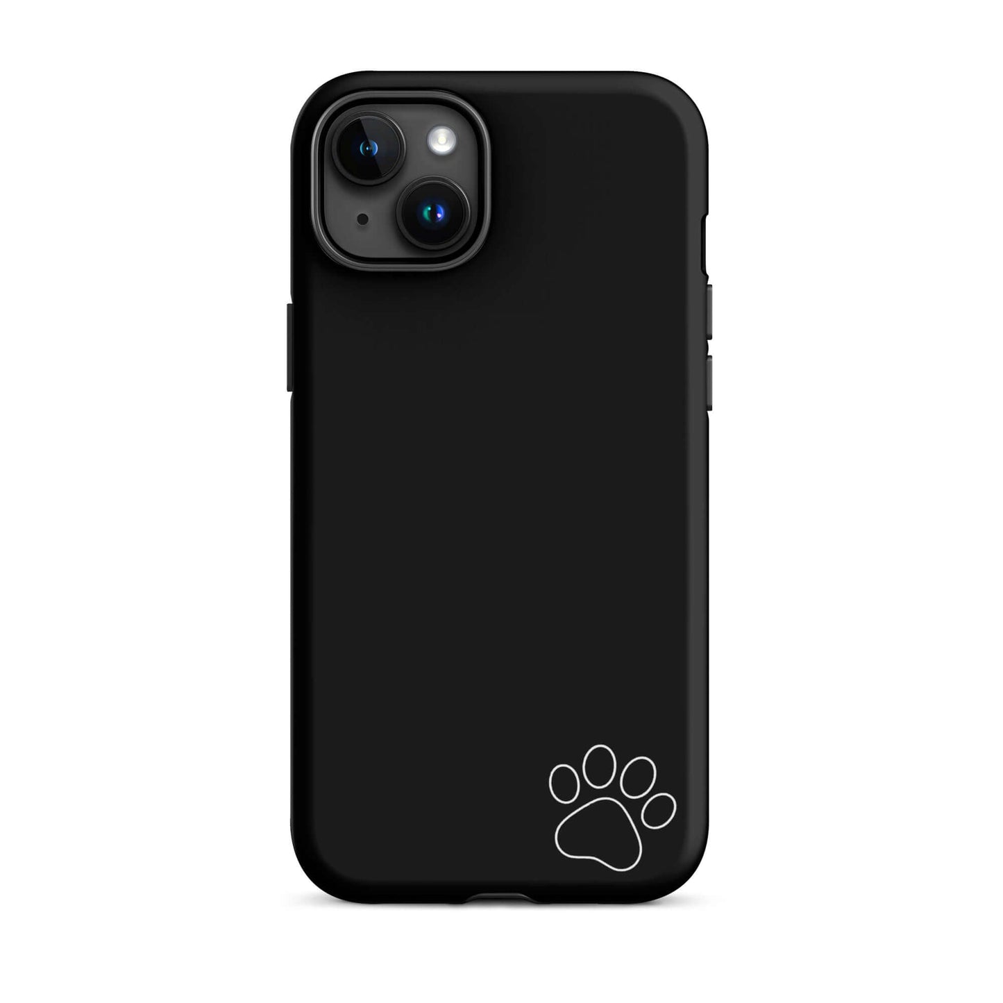 Black iPhone Phone Case with white paw print, minimalist design, sleek and tough, perfect for pet lovers seeking stylish protection.
