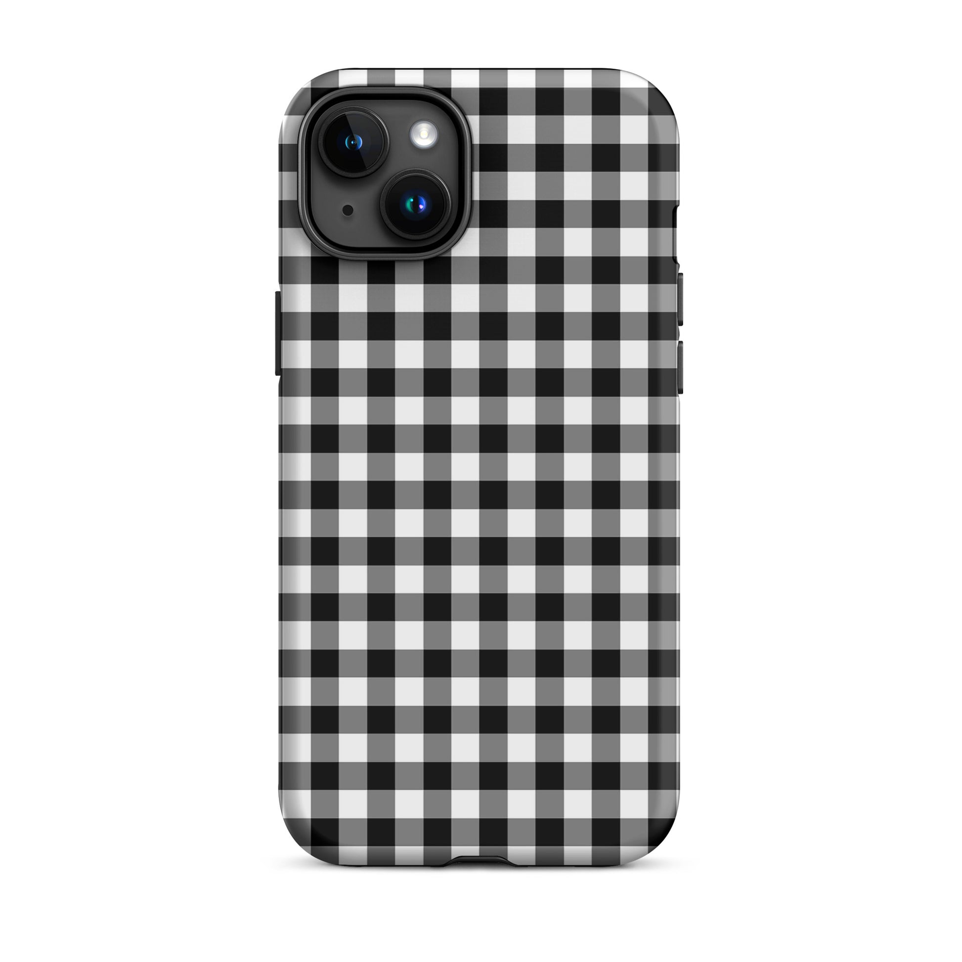 Phone Case for iPhone with black and white gingham pattern, stylish and durable design.