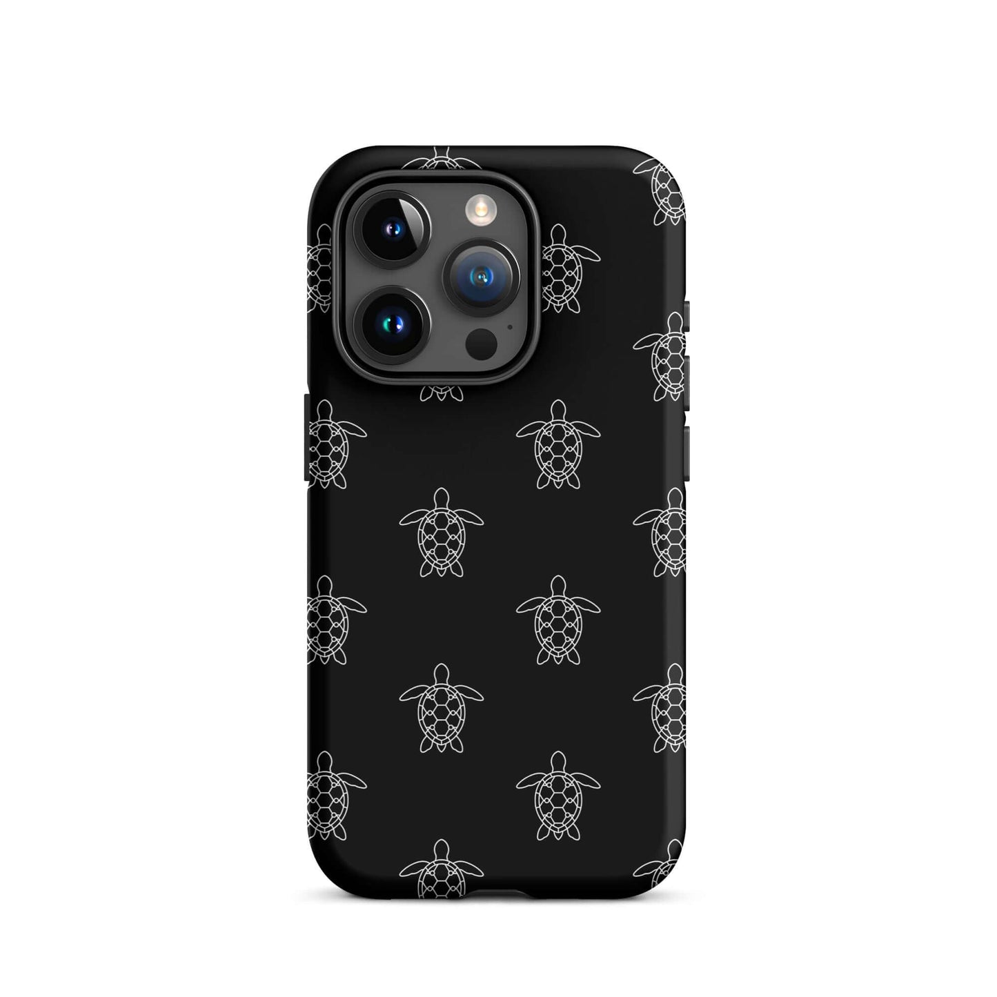 Phone Case featuring a minimalist sea turtle pattern on a sleek black background.