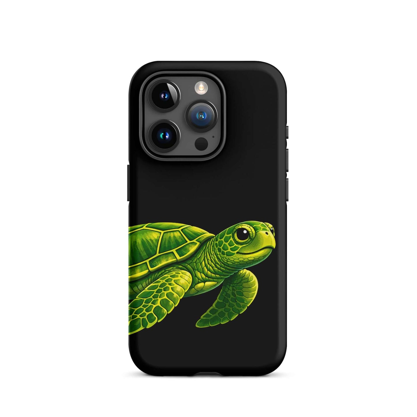 Phone Case featuring vibrant sea turtle design on a sleek black background for style and protection.