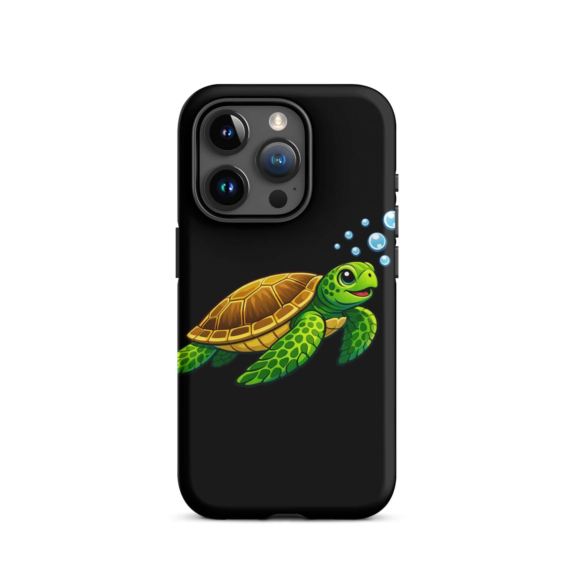 Phone Case featuring vibrant sea turtle artwork with bubbles for a playful ocean-inspired design.