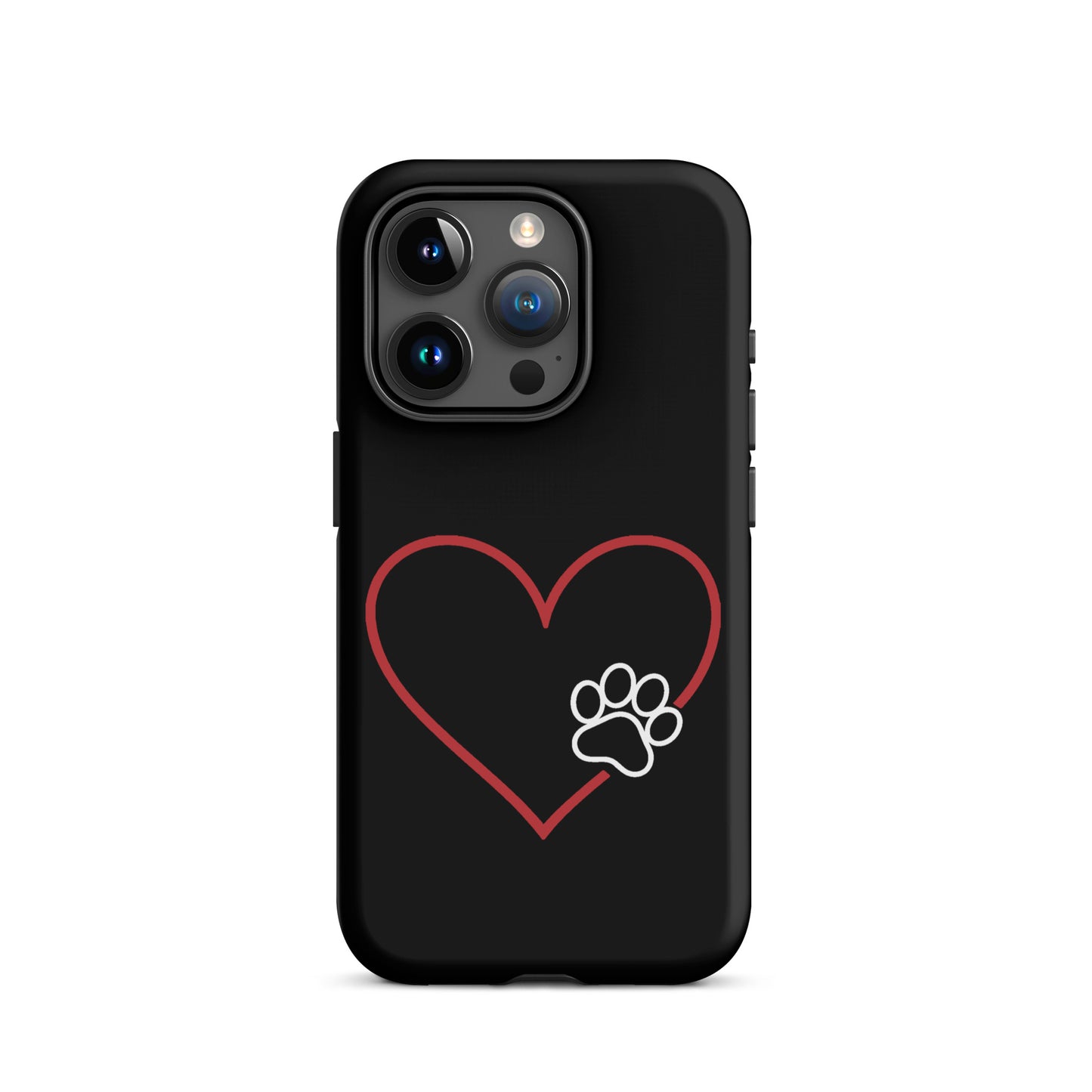 Phone Case with heart and paw print design for pet lovers.