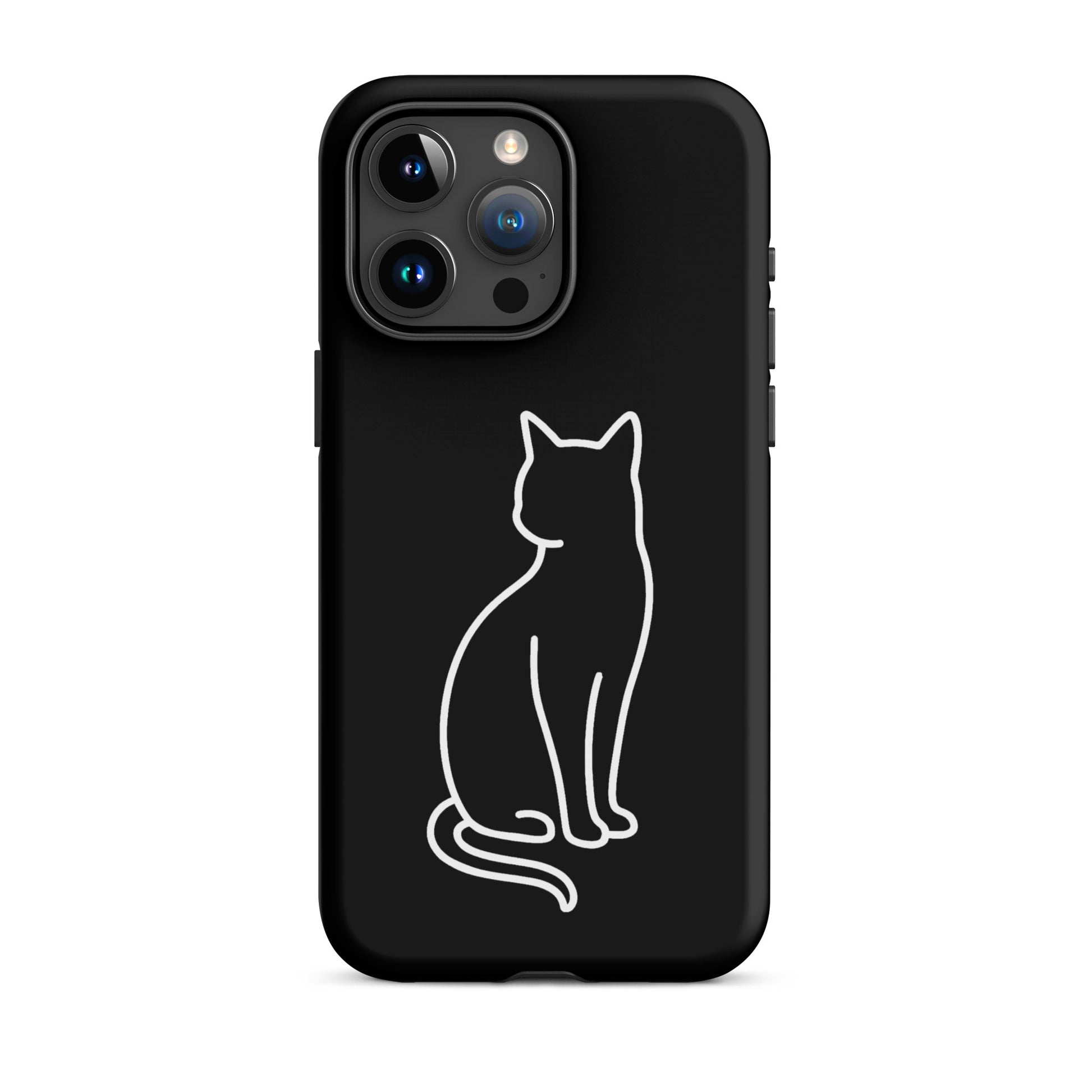 Phone Case featuring a minimalist outline of a sitting cat, perfect for modern pet lovers and stylish protection.