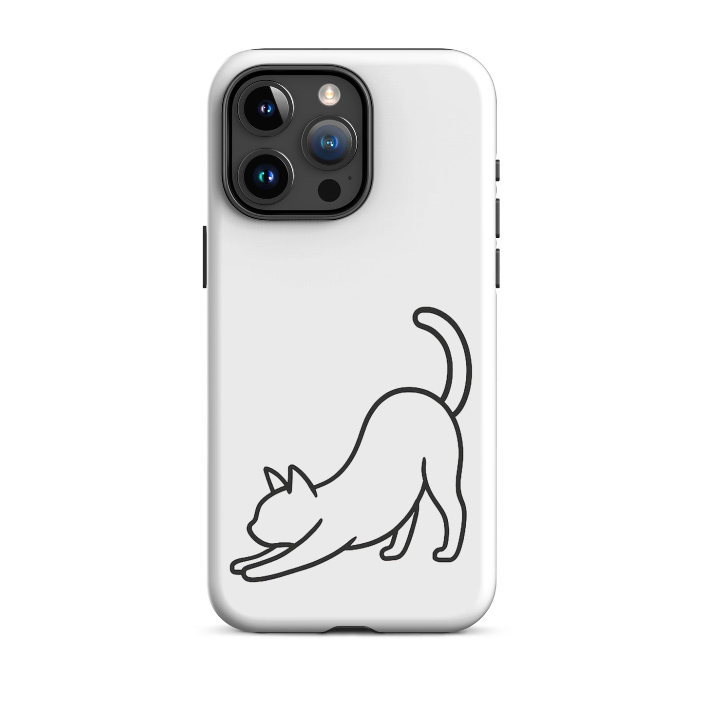 Phone Case featuring minimalist stretching cat design with dual-layer protection for impact resistance.