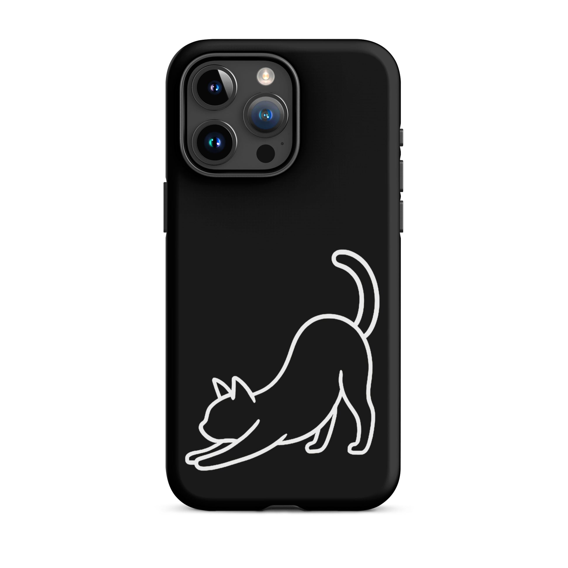 Phone Case featuring a minimalist stretching cat design for dual-layer protection.