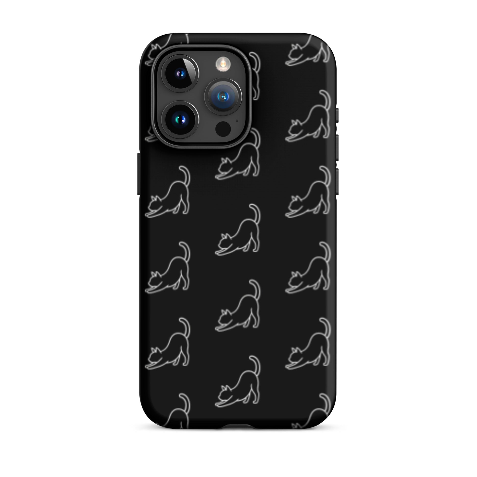 Phone Case featuring a minimalist stretching cat pattern, perfect for cat lovers and stylish protection.