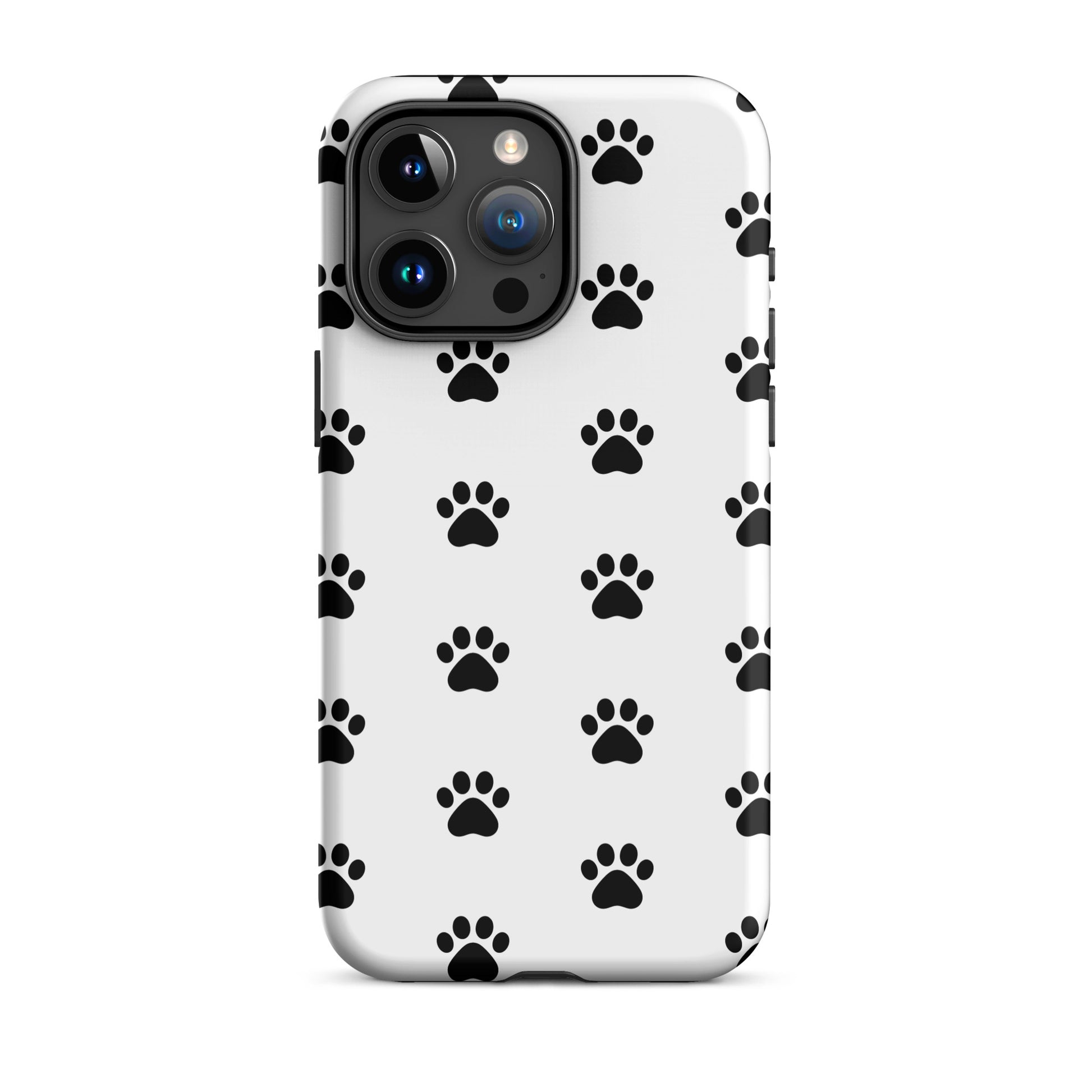 Phone Case for iPhone featuring a stylish black paw print design for pet lovers.