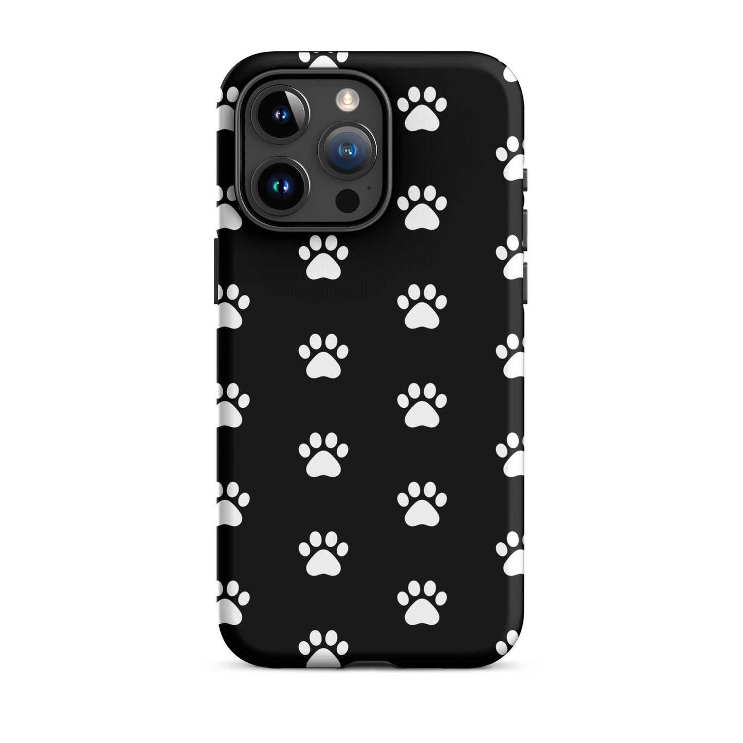 Phone Case for iPhone featuring stylish black paw print design, perfect for pet lovers.
