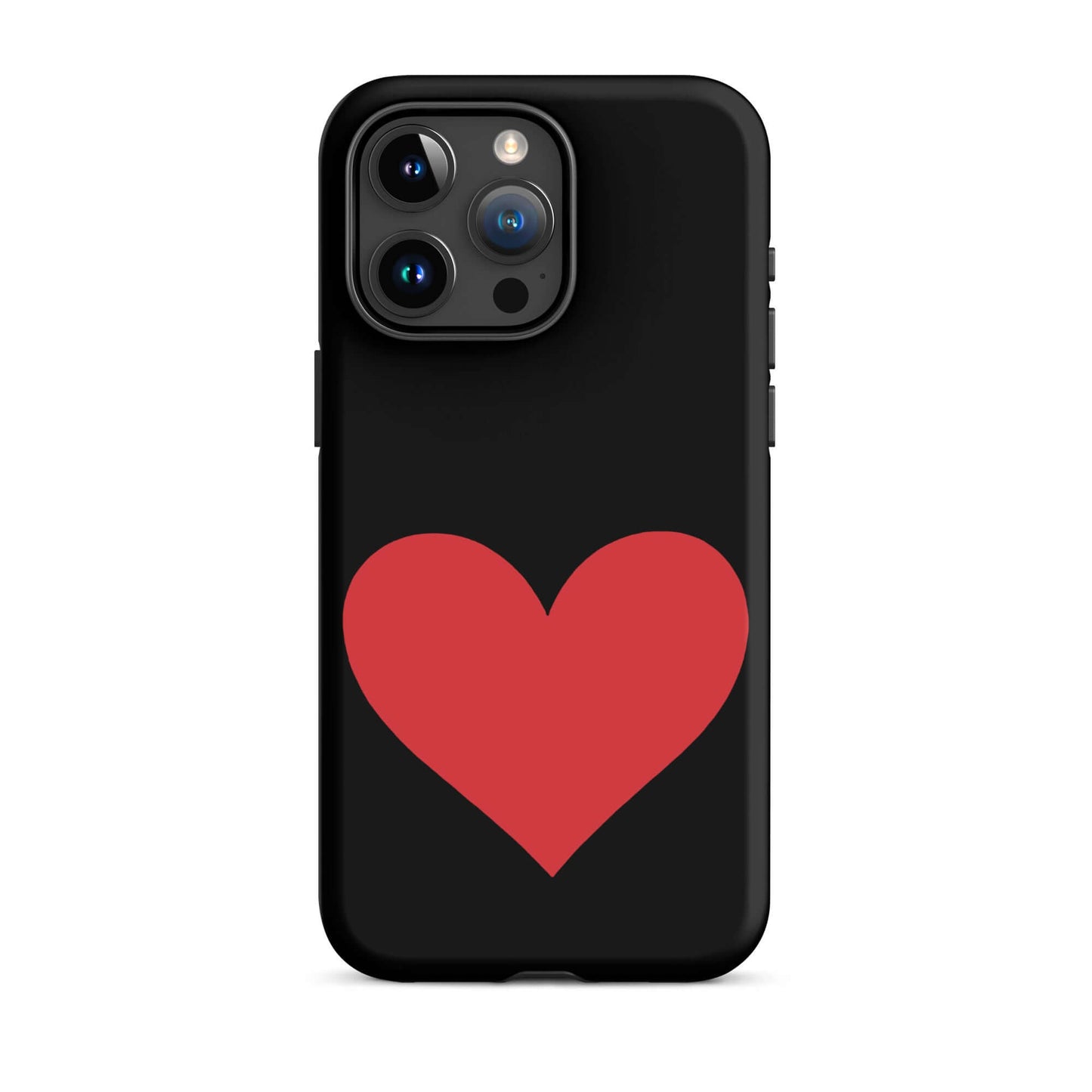 Phone Case for iPhone featuring a striking red heart graphic on a black background.