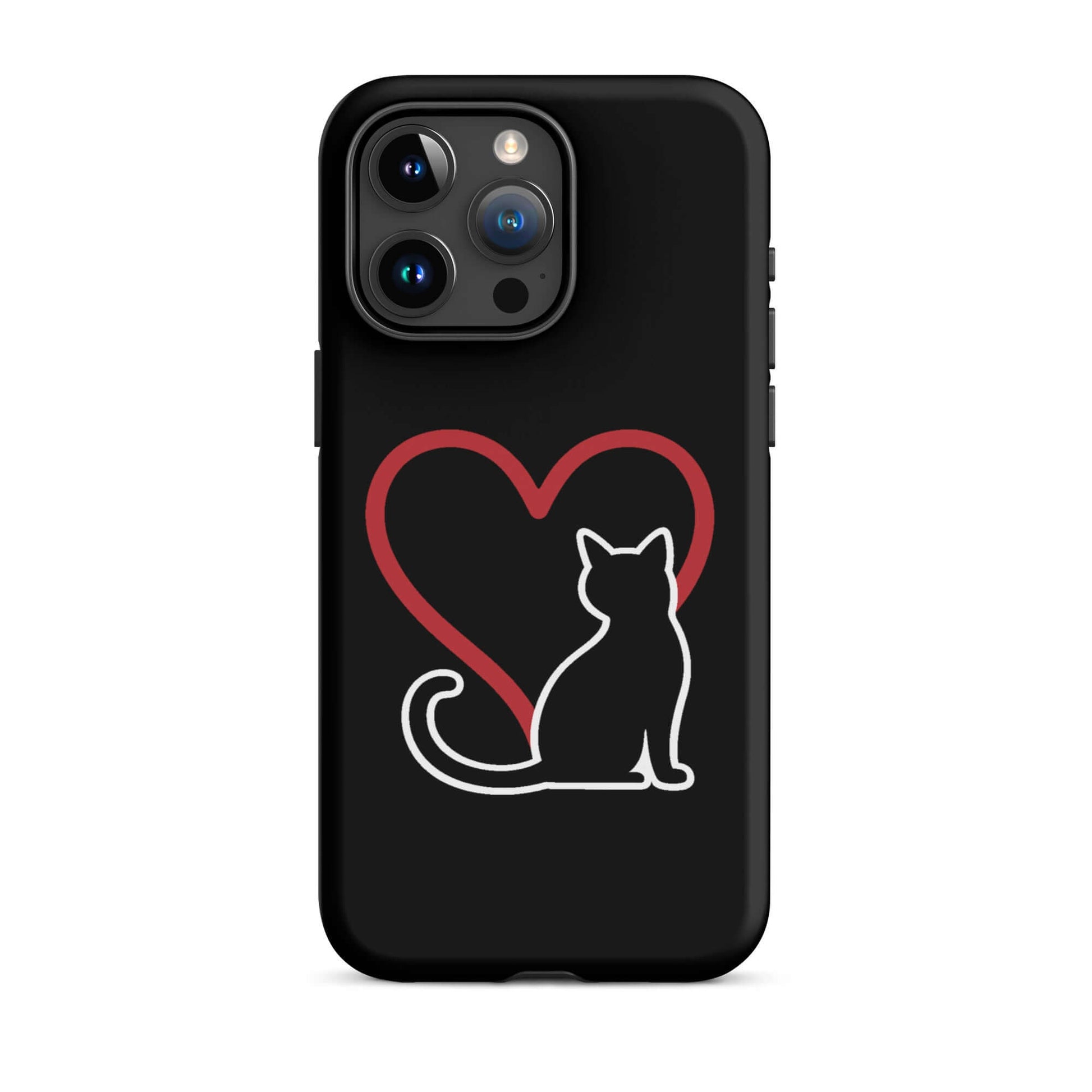 Phone Case featuring a minimalist cat design and heart, perfect for cat lovers.