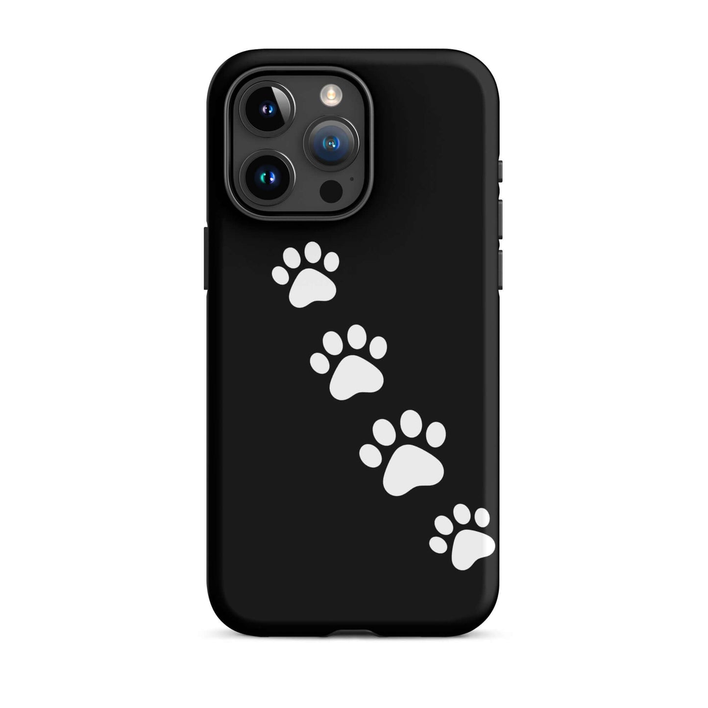 Phone case with white paw-print trail design for pet lovers