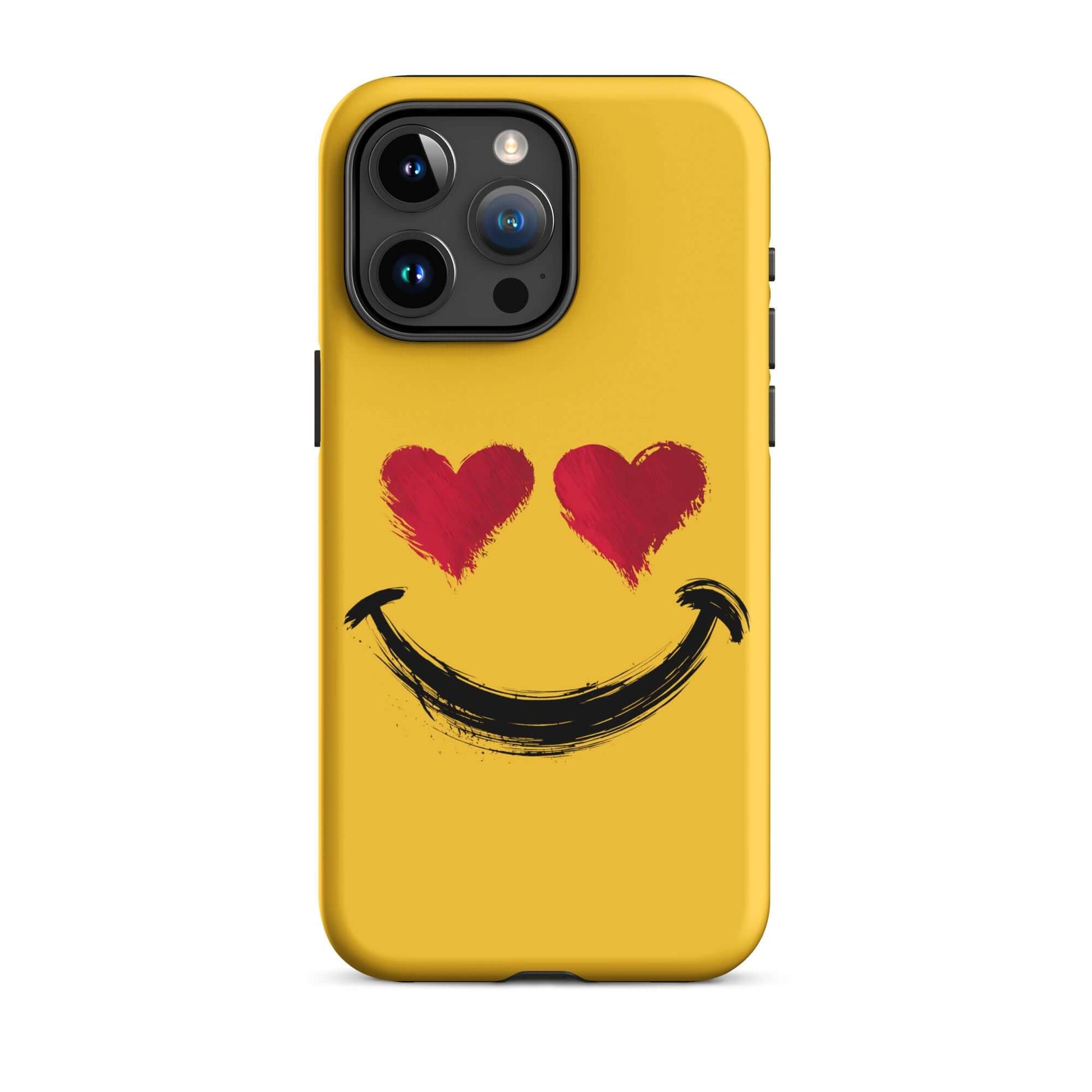 Phone Case for iPhone with heart-eyes smiley art in bold colors and artistic design