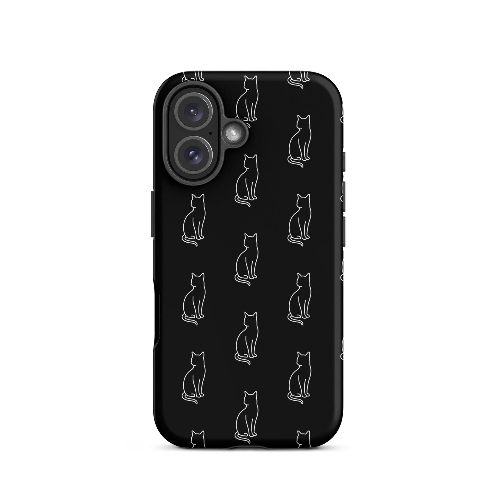 Phone Case for iPhone featuring a minimalist pattern of sitting cats in black and white design.