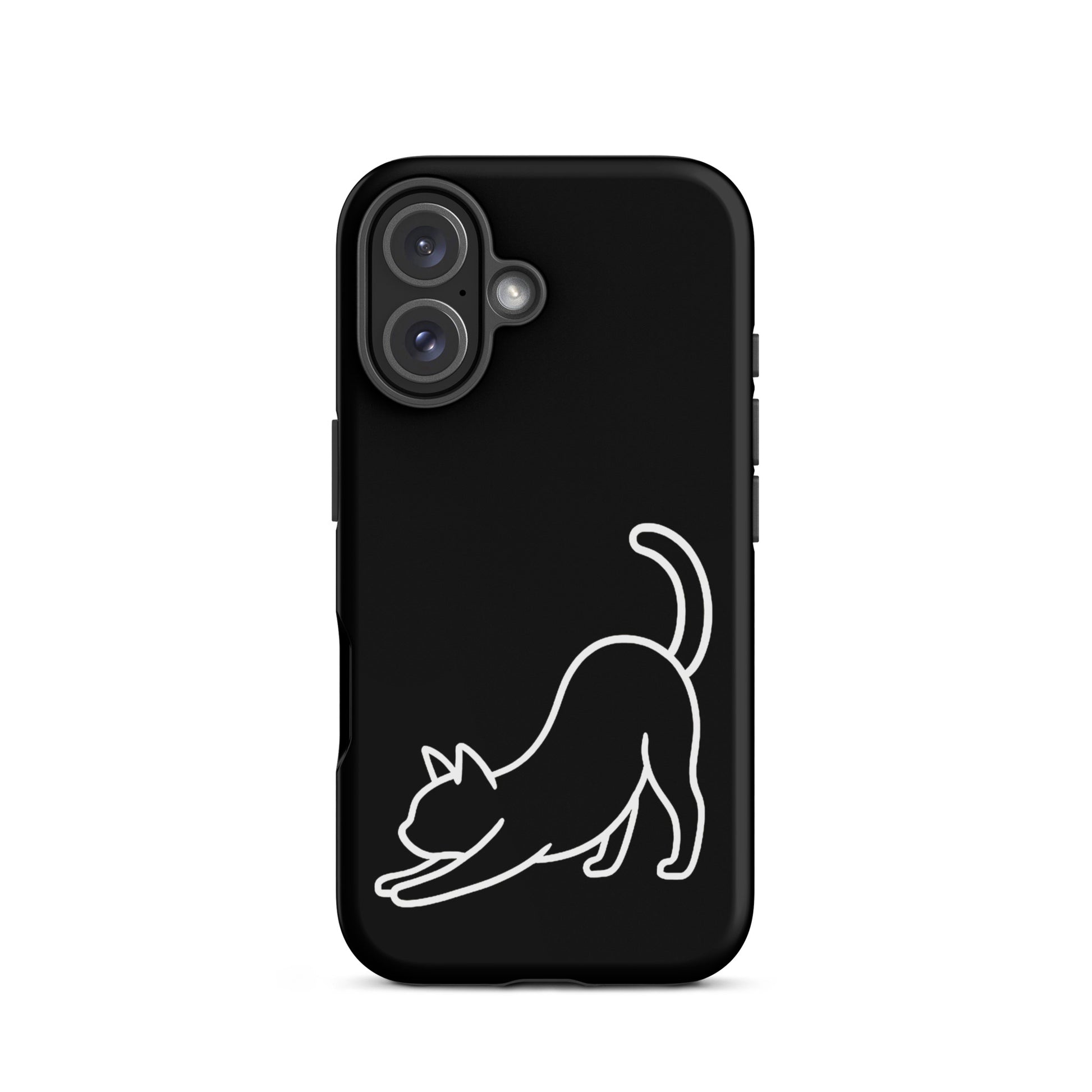 Phone Case featuring a minimalist stretching cat design for dual-layer protection.