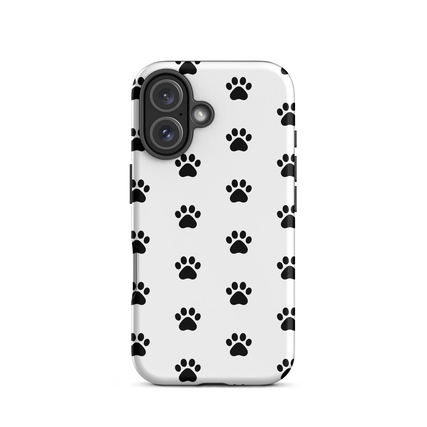 Phone Case for iPhone featuring stylish black paw print design, perfect for pet lovers.