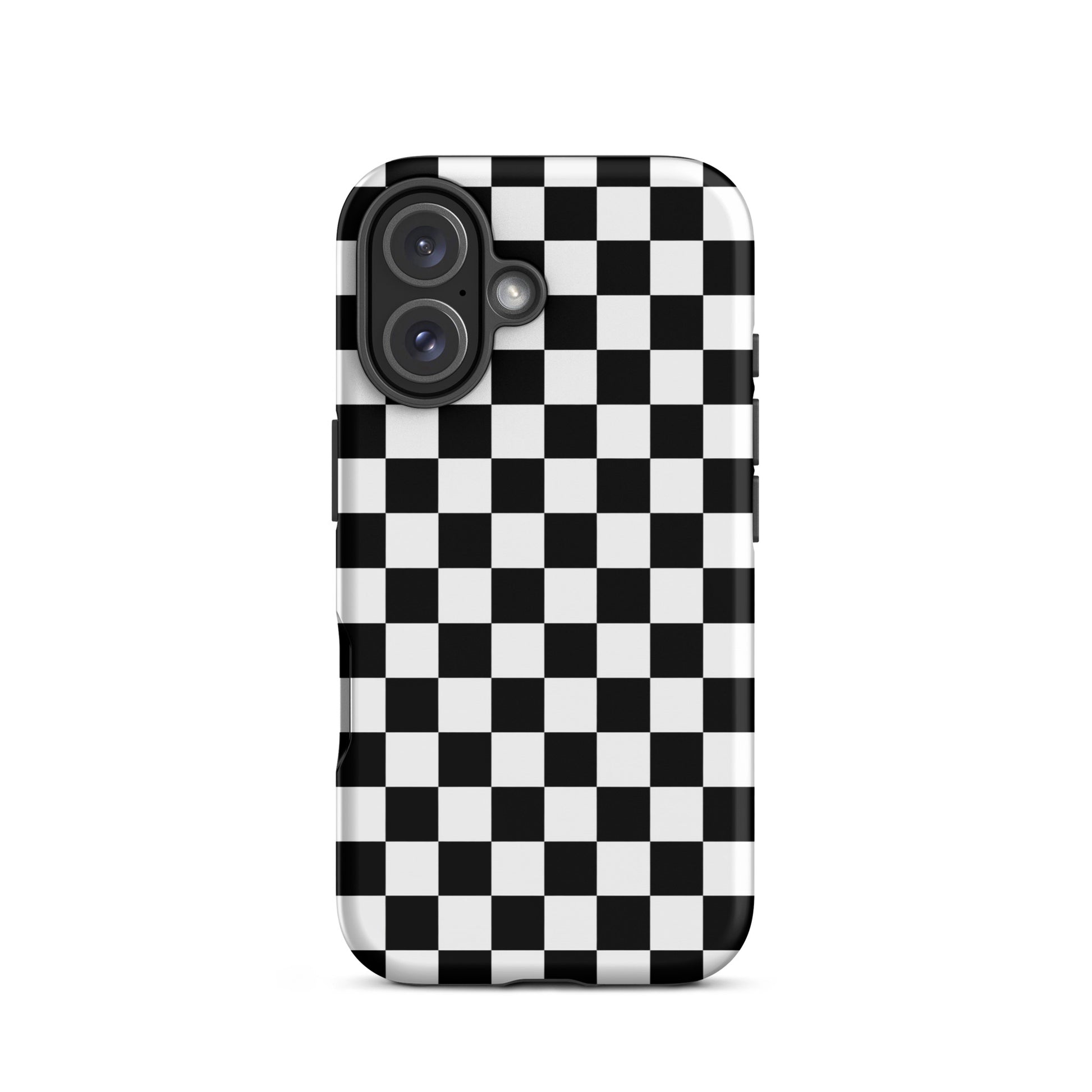 Phone Case for iPhone with bold black-and-white checkered pattern, featuring a playful and fearless design.