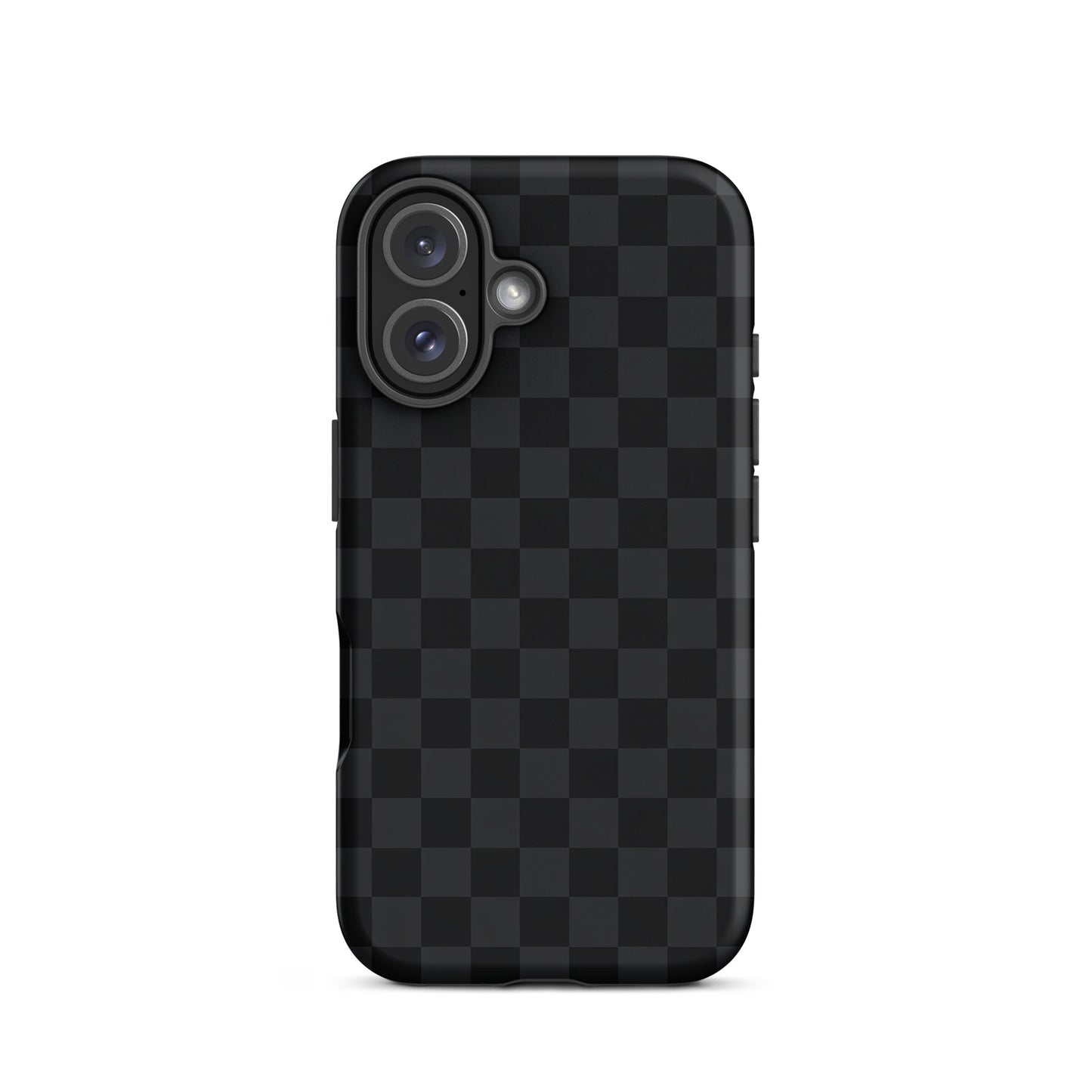 Phone Case for iPhone with black and charcoal checkered design, modern minimalist style, protective and sleek.