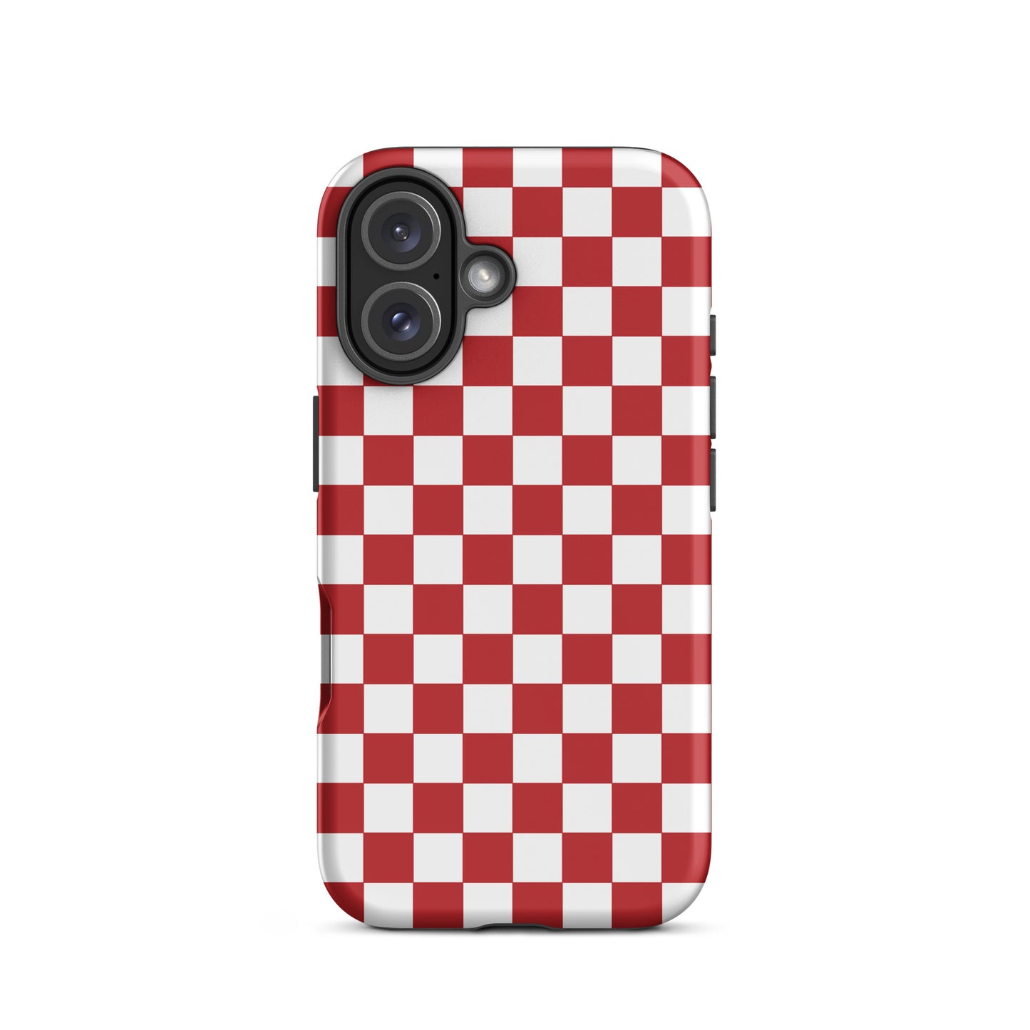 Phone Case for iPhone with crimson red checkered design, adding a bold and playful vibe to your device.