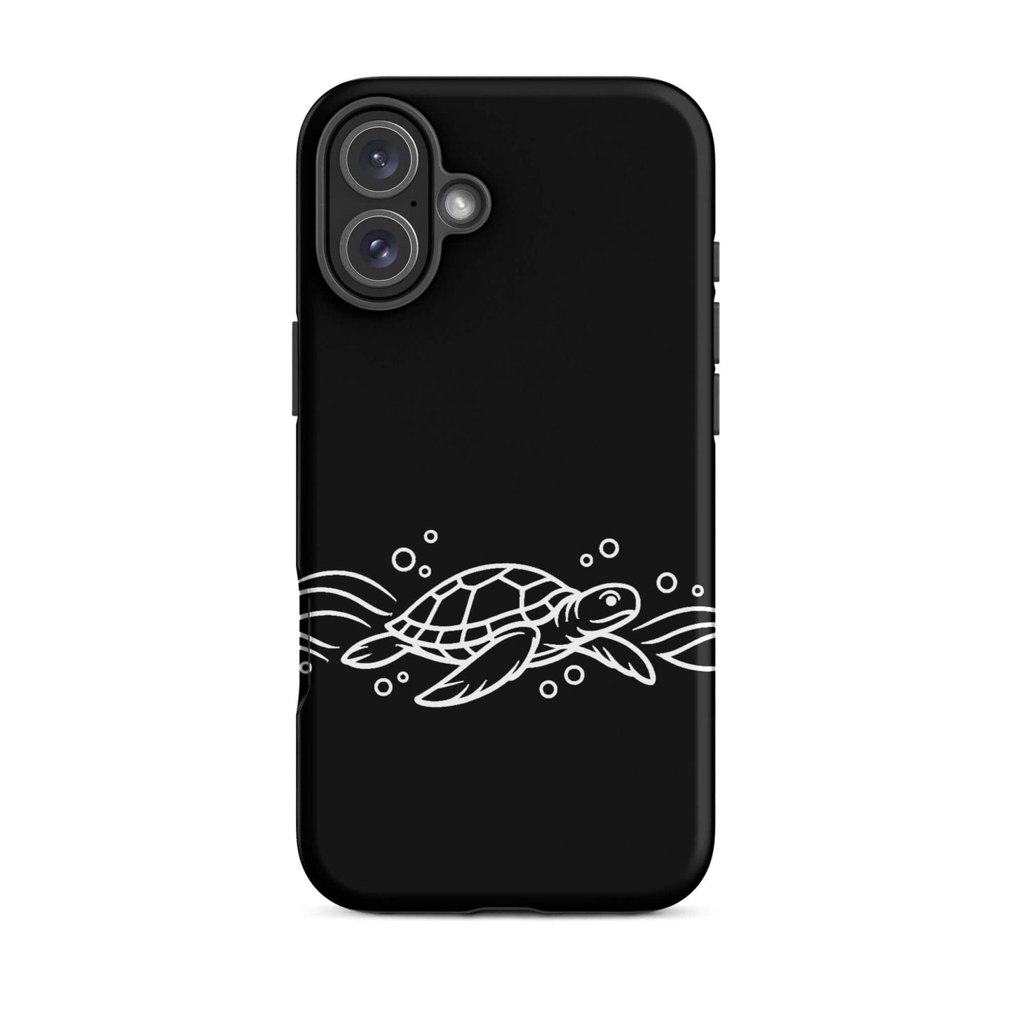 Phone Case for iPhone featuring minimalist sea turtle design with abstract waves and bubbles.