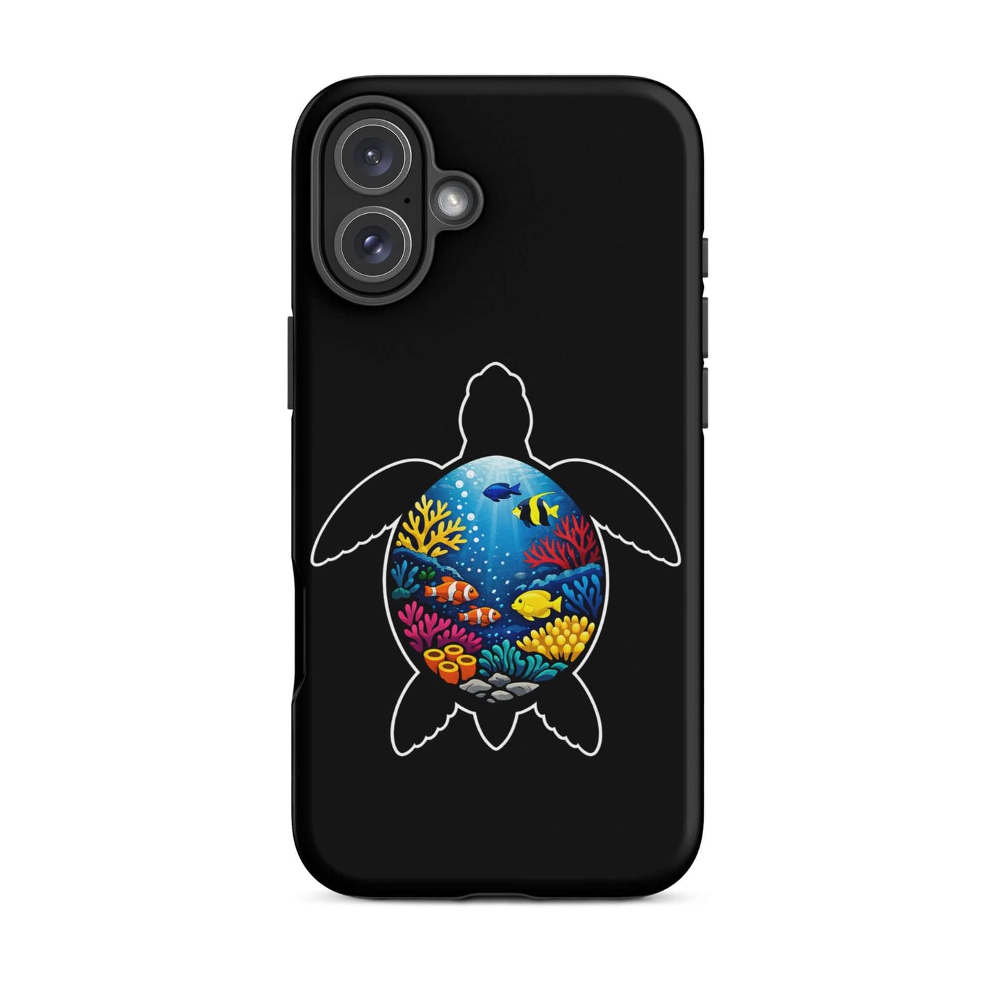 Phone Case for iPhone featuring vibrant sea turtle reef design with colorful coral and marine life.