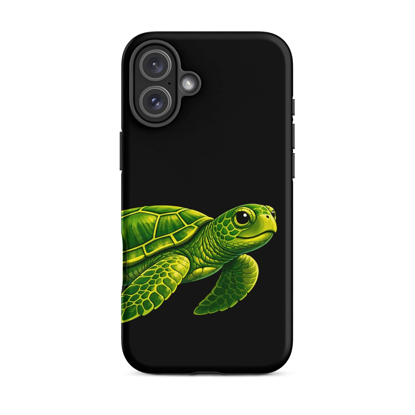 Phone Case featuring a vibrant sea turtle design on a black background for style and protection.