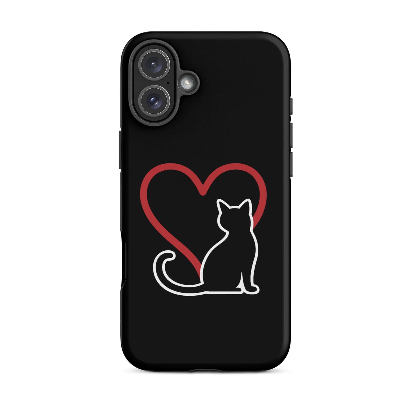 Phone Case featuring a minimalist cat design with a red heart, perfect for cat lovers.