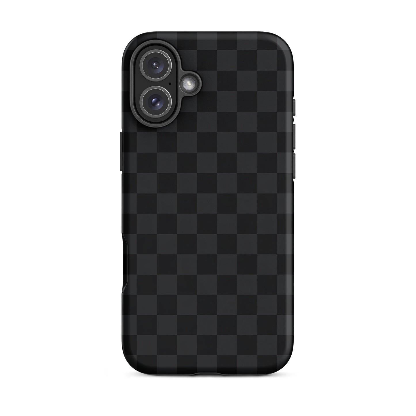 Phone Case for iPhone with black and charcoal checkered design, modern and minimalist style, providing protection and sleek sophistication.