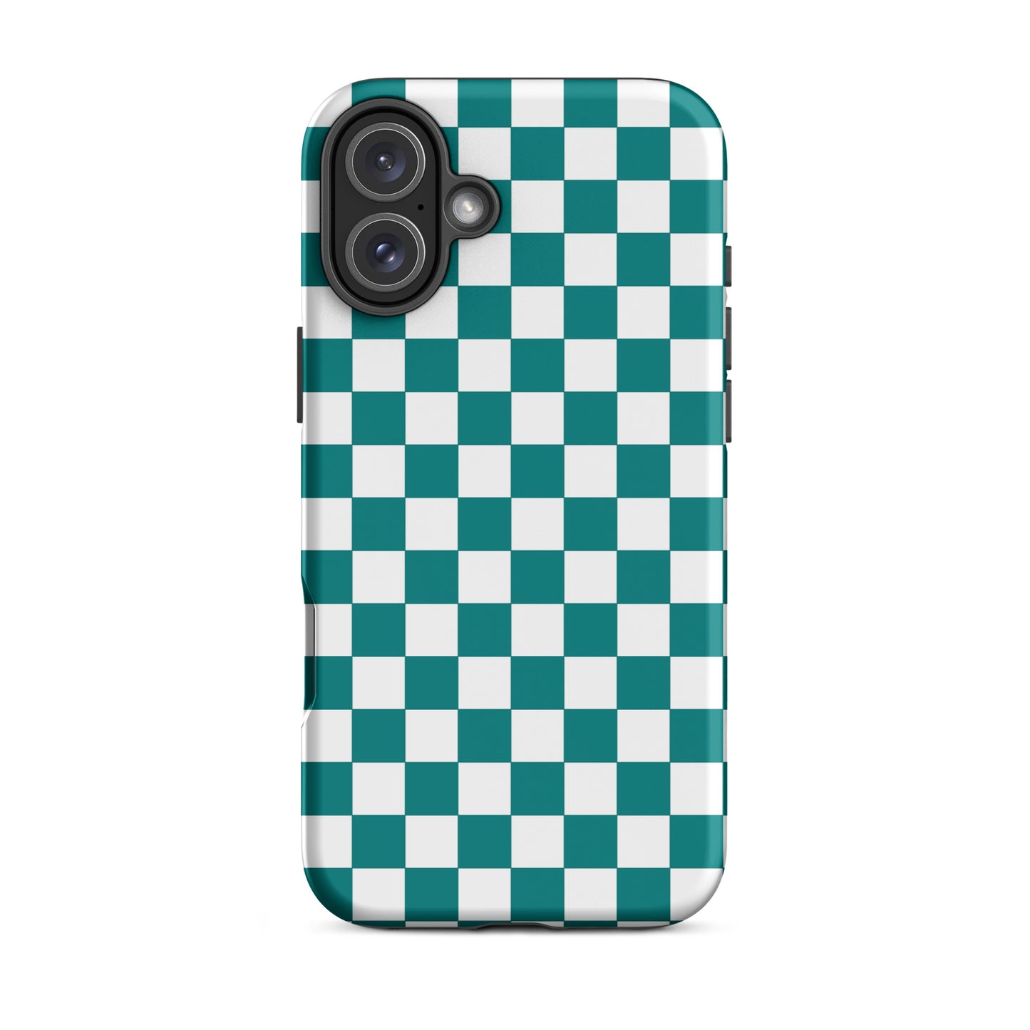 Phone Case for iPhone with teal and white checkered pattern, adding a playful and stylish touch to your device.